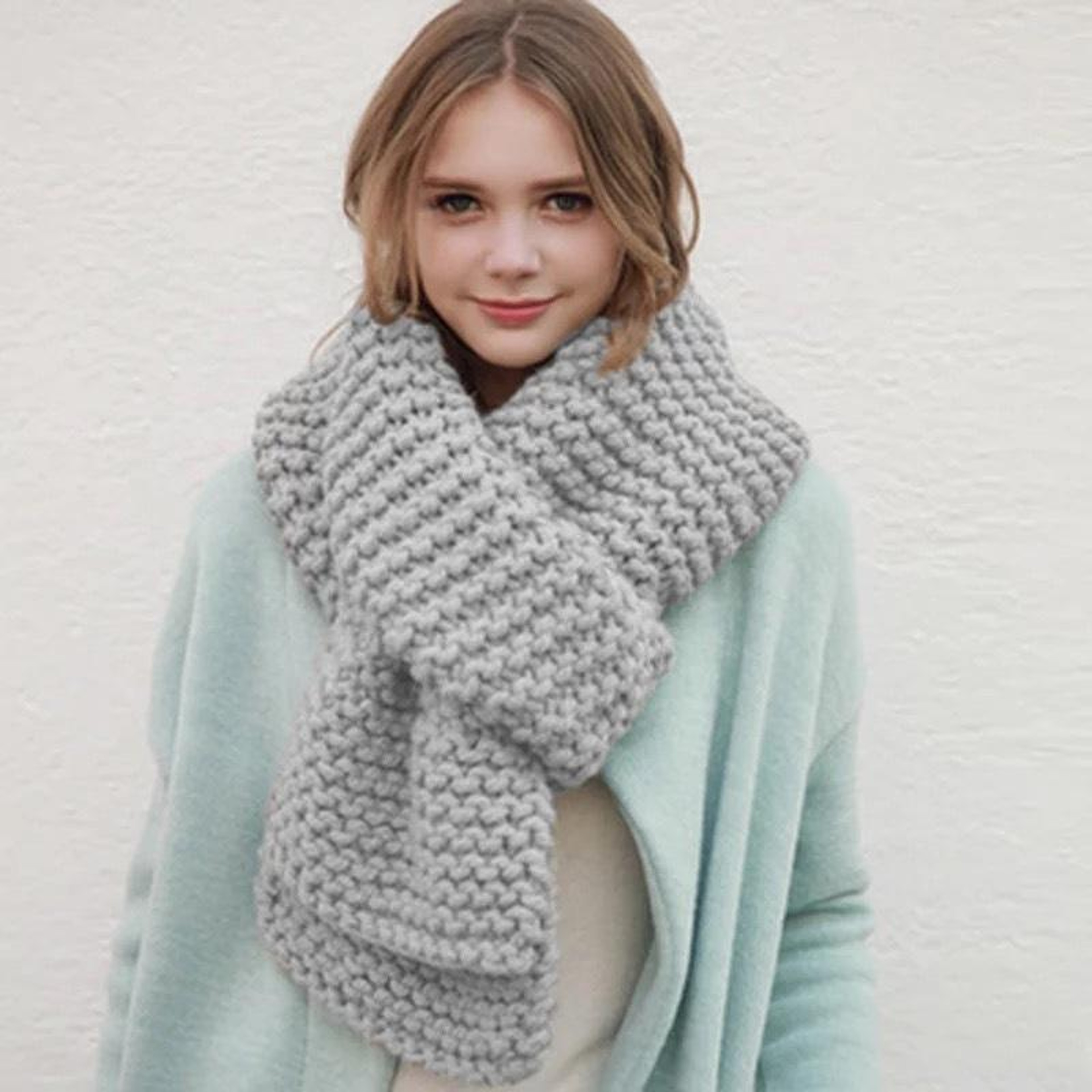 Womens Thick Iceland Wool Knit Winter Scarf 8