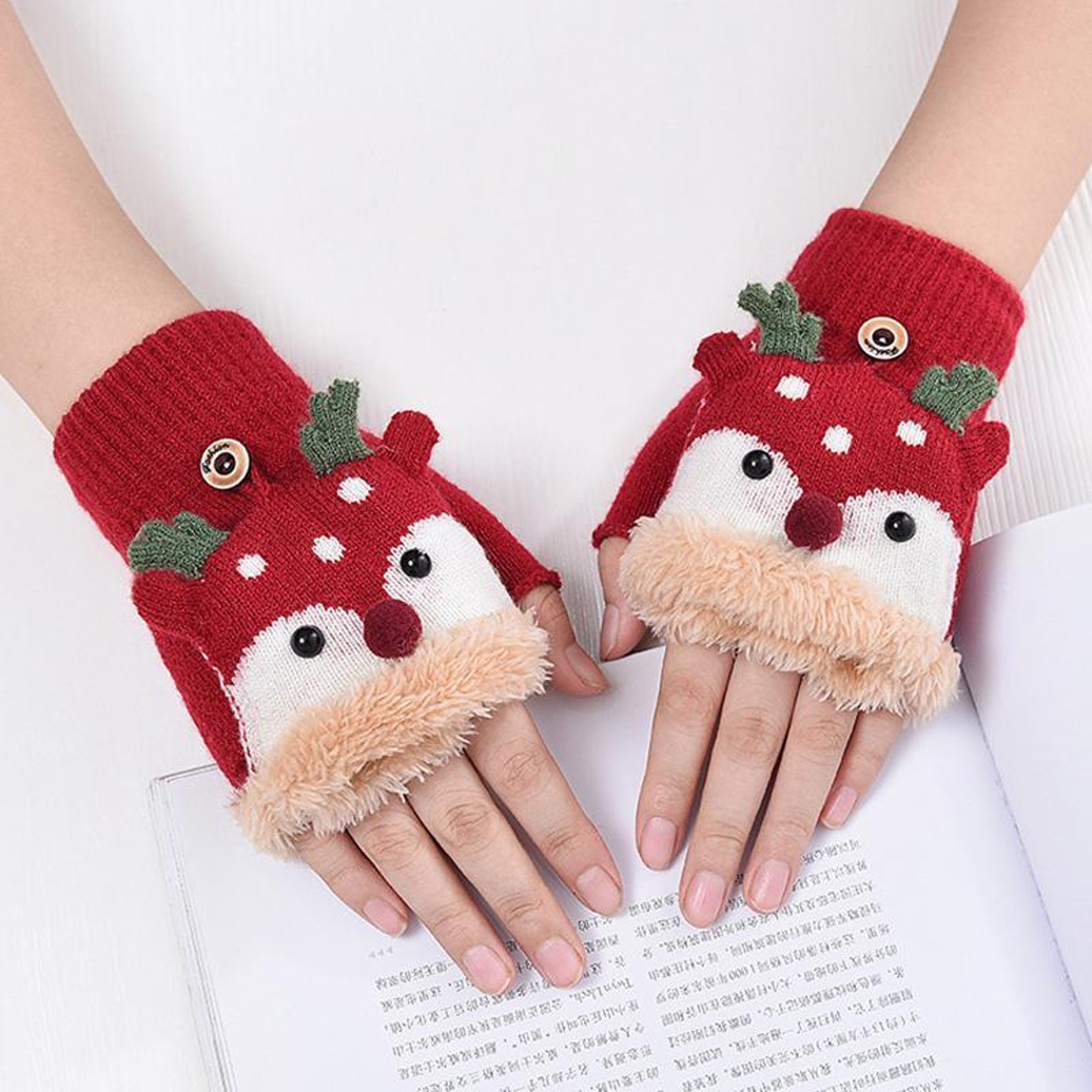 Kids Reindeer FlipTop Winter Gloves With Fleece Lining 0