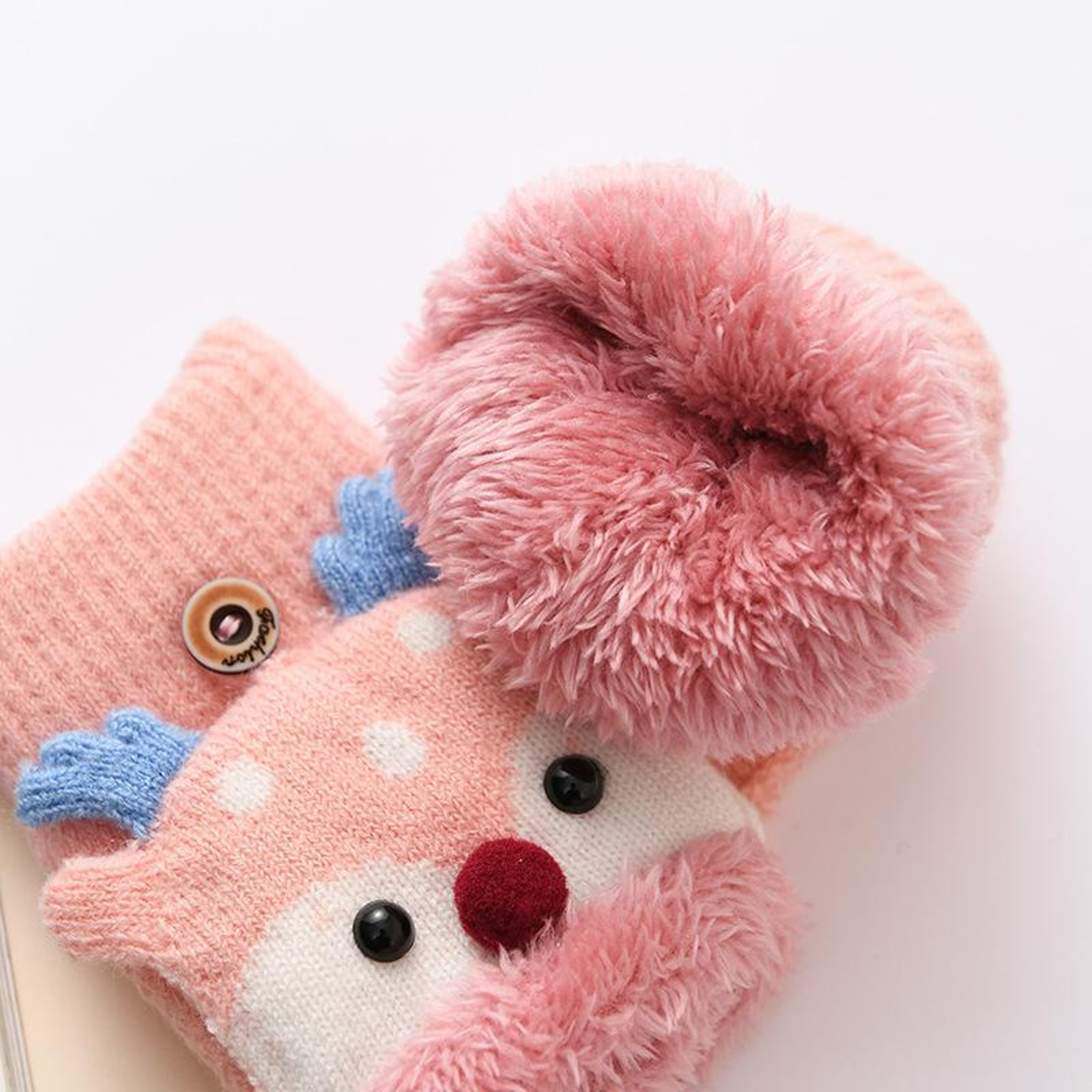 Kids Reindeer FlipTop Winter Gloves With Fleece Lining 4