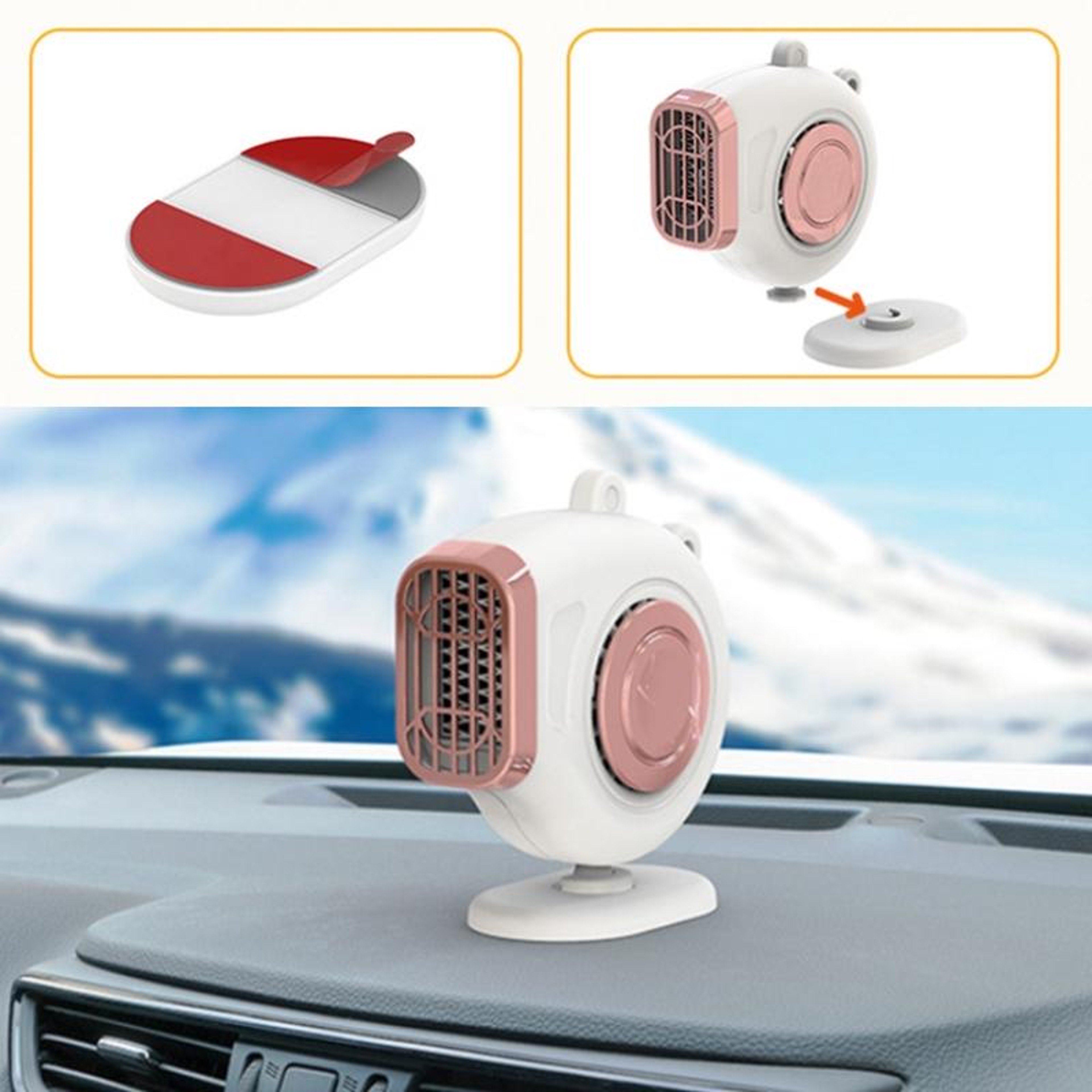 Portable Car Dashboard Electric Heater With 360 Rotating Defroster 5