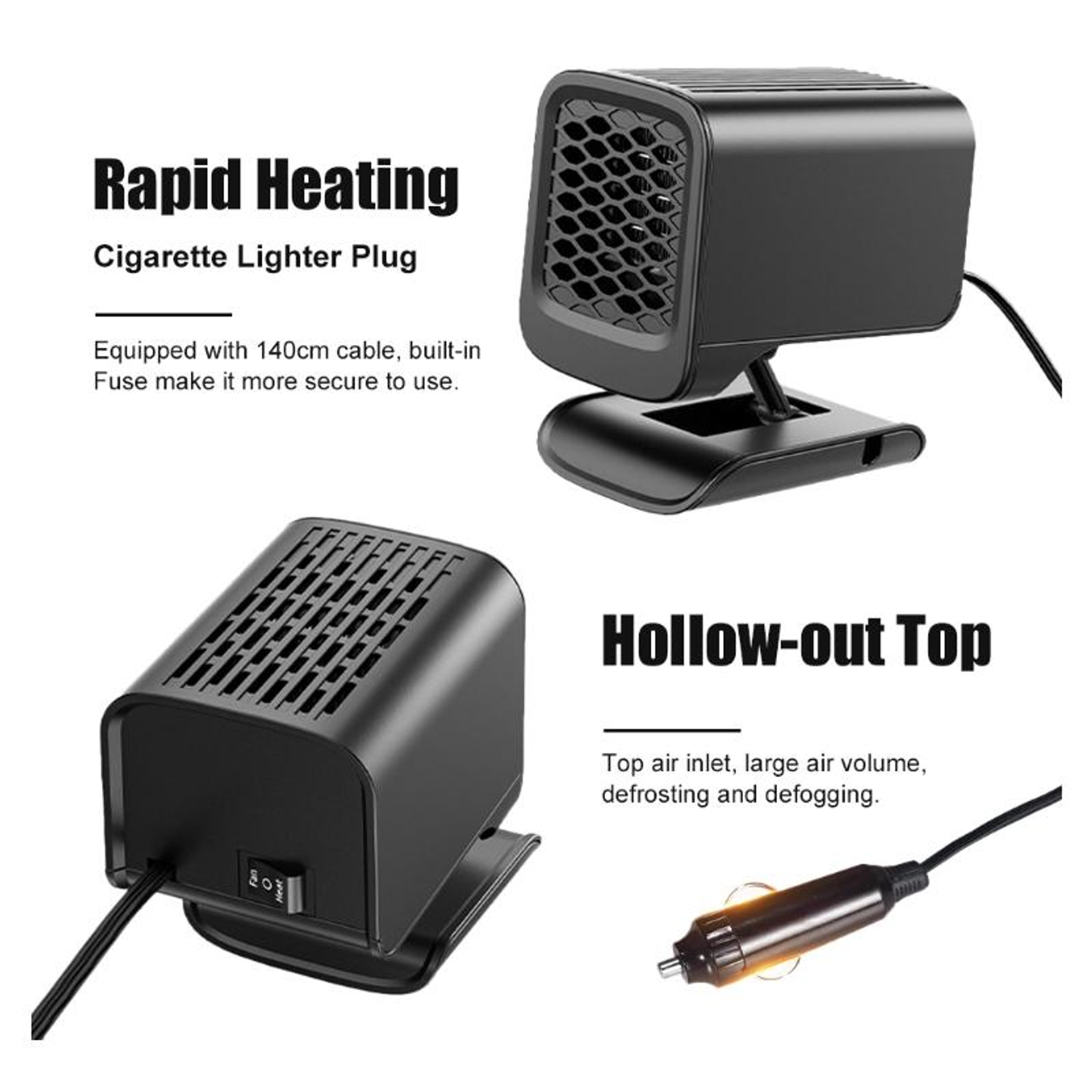 12V Car Windshield Defroster Heater with 360° Adjustable Airflow – view 3