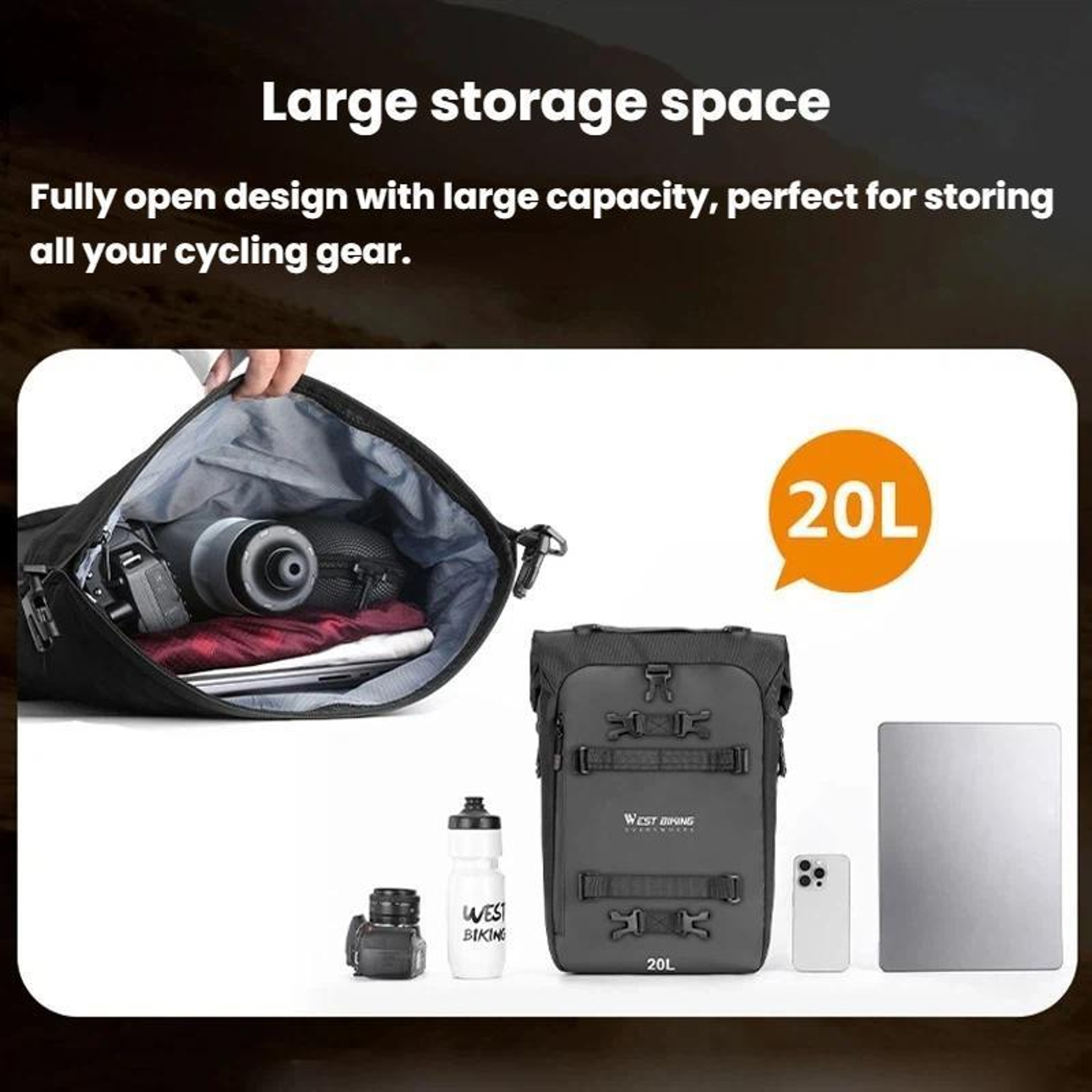 Motorcycle Rear Seat Bag With Modular Storage And Removable Shoulder Straps 2