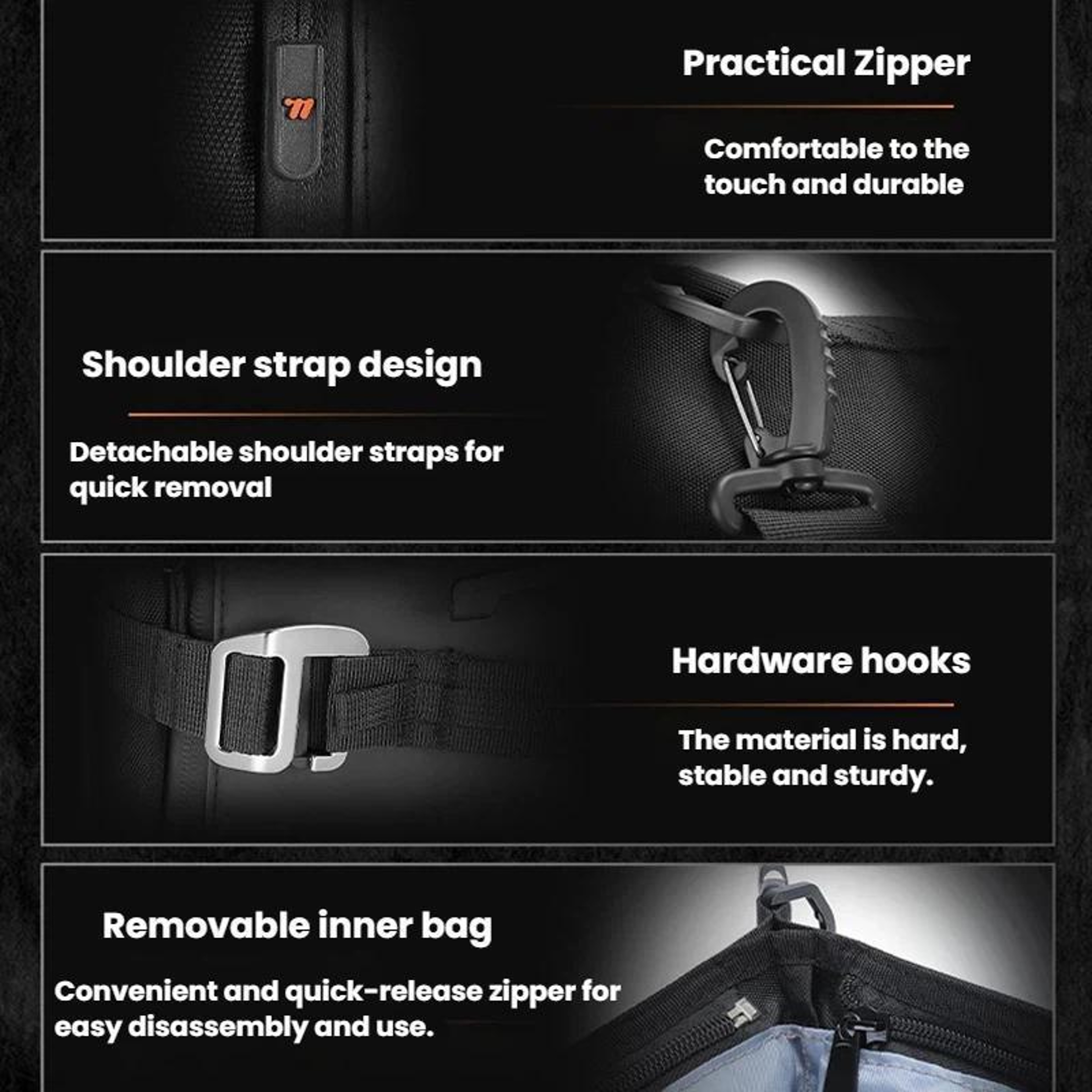 Motorcycle Rear Seat Bag With Modular Storage And Removable Shoulder Straps 3