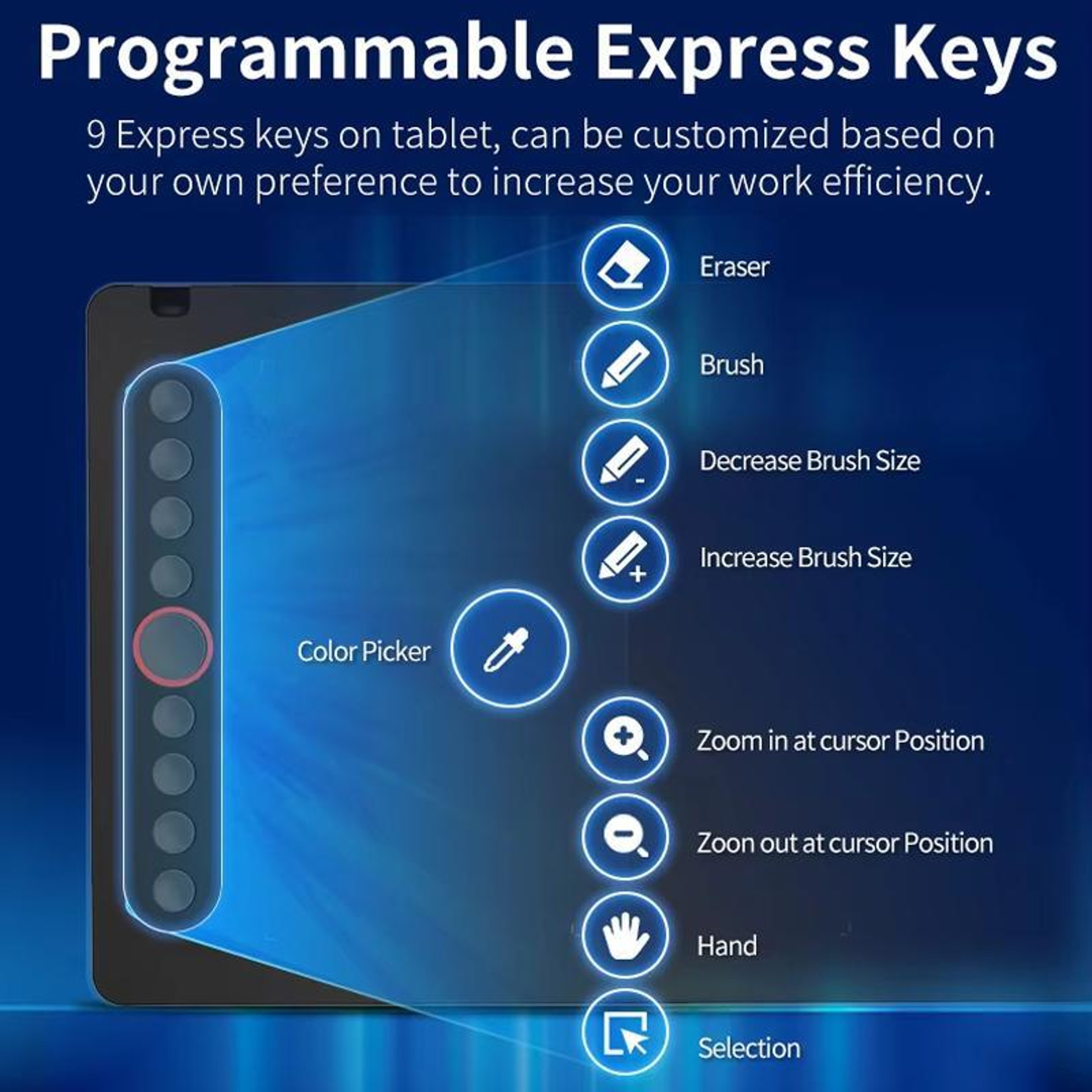 Digital Drawing Tablet with 8192 Pressure Levels and 9 Shortcut Keys – view 5
