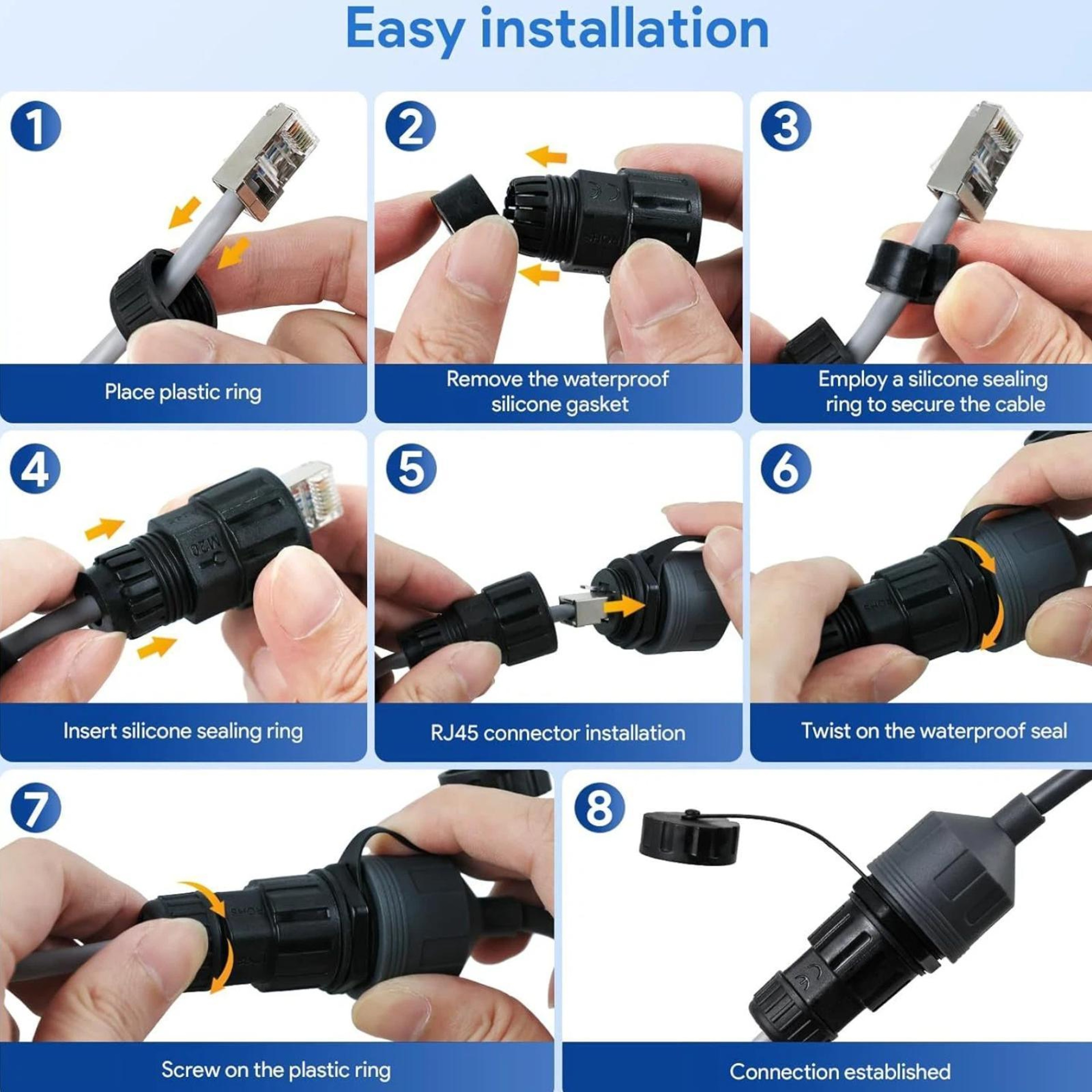 IP68 Waterproof RJ45 Ethernet Cable Connector – view 5