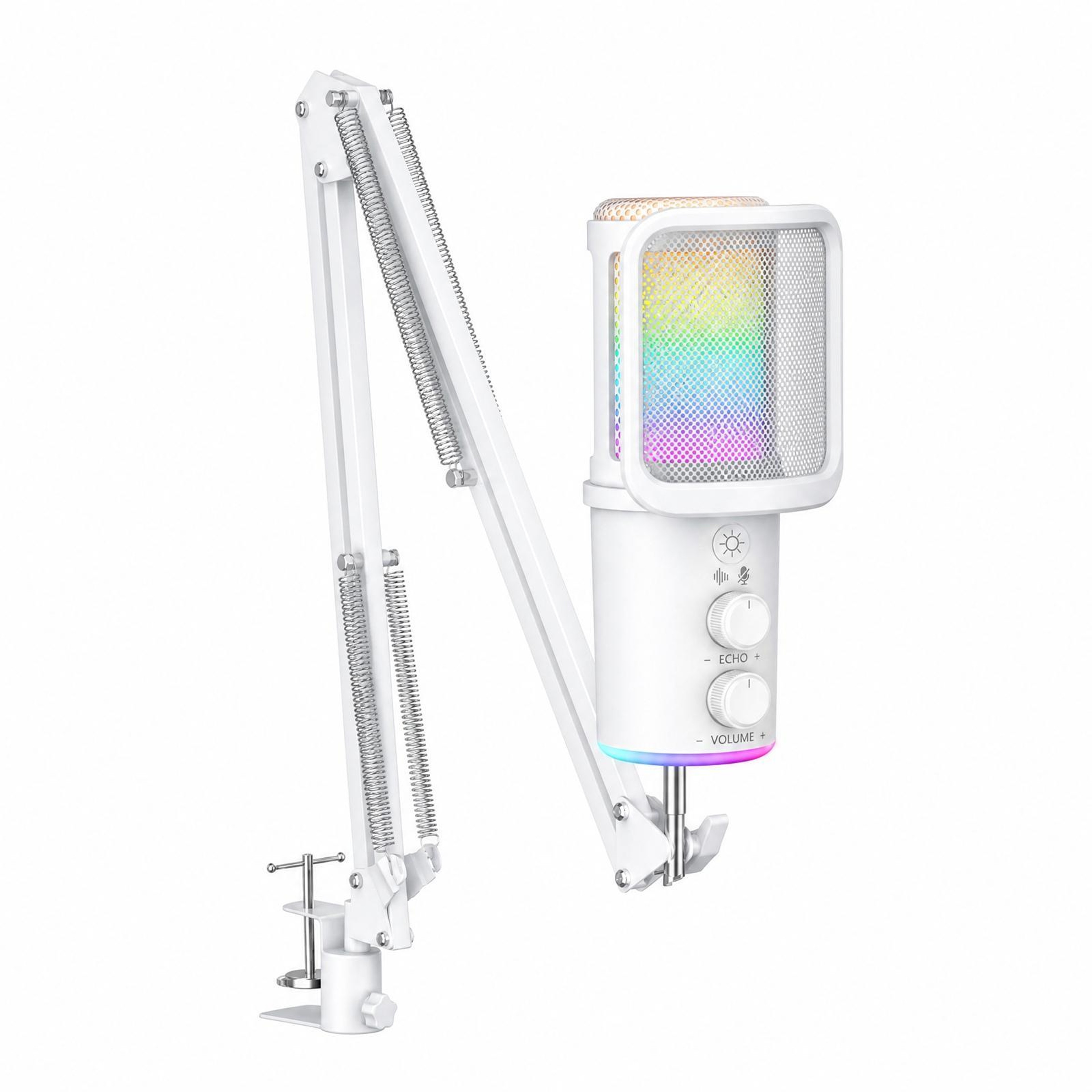 USB Condenser Gaming Microphone with RGB Lighting and Adjustable Boom Arm – view 2