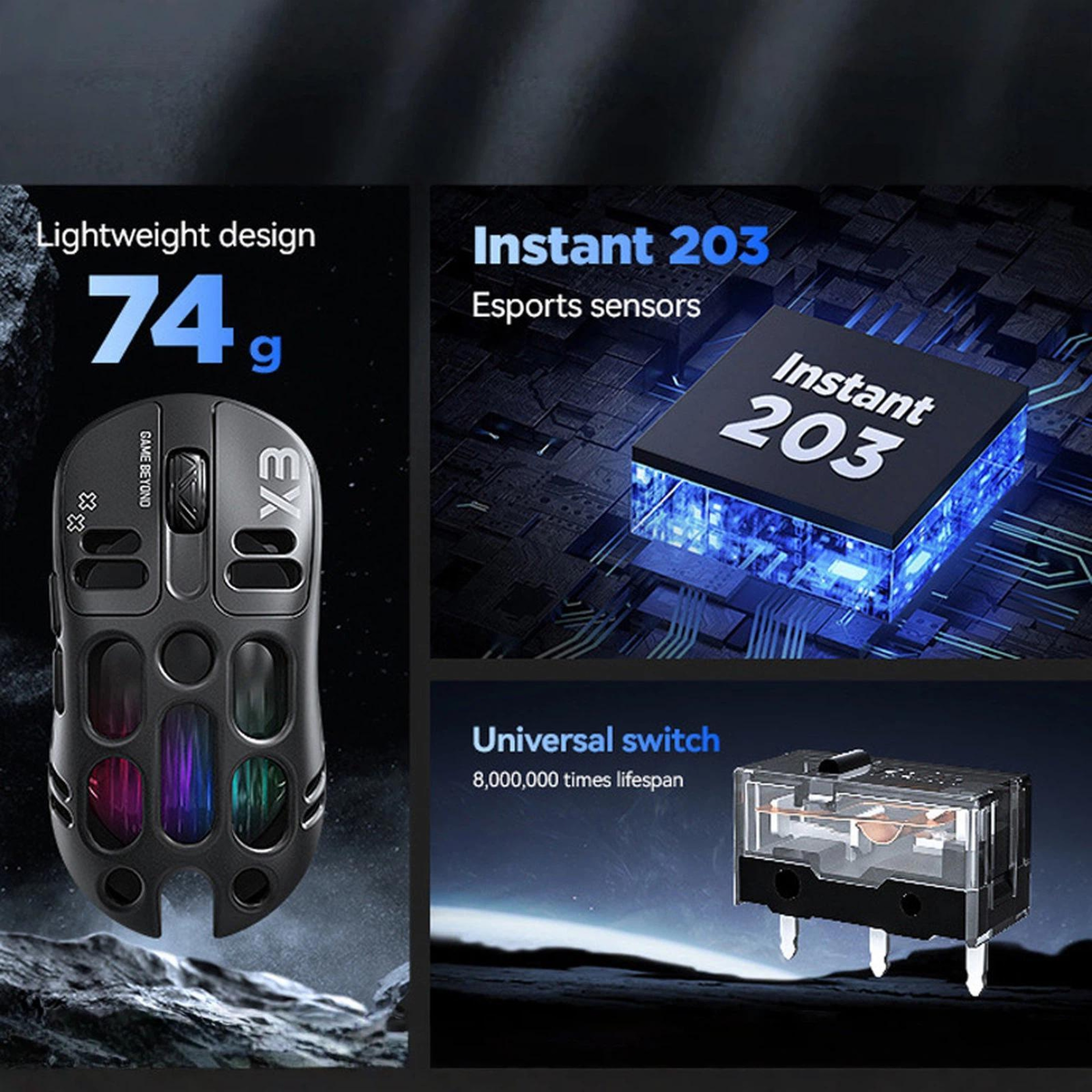 X3 TriMode Wireless Gaming Mouse With 8000 DPI And Lightweight Honeycomb Design 3