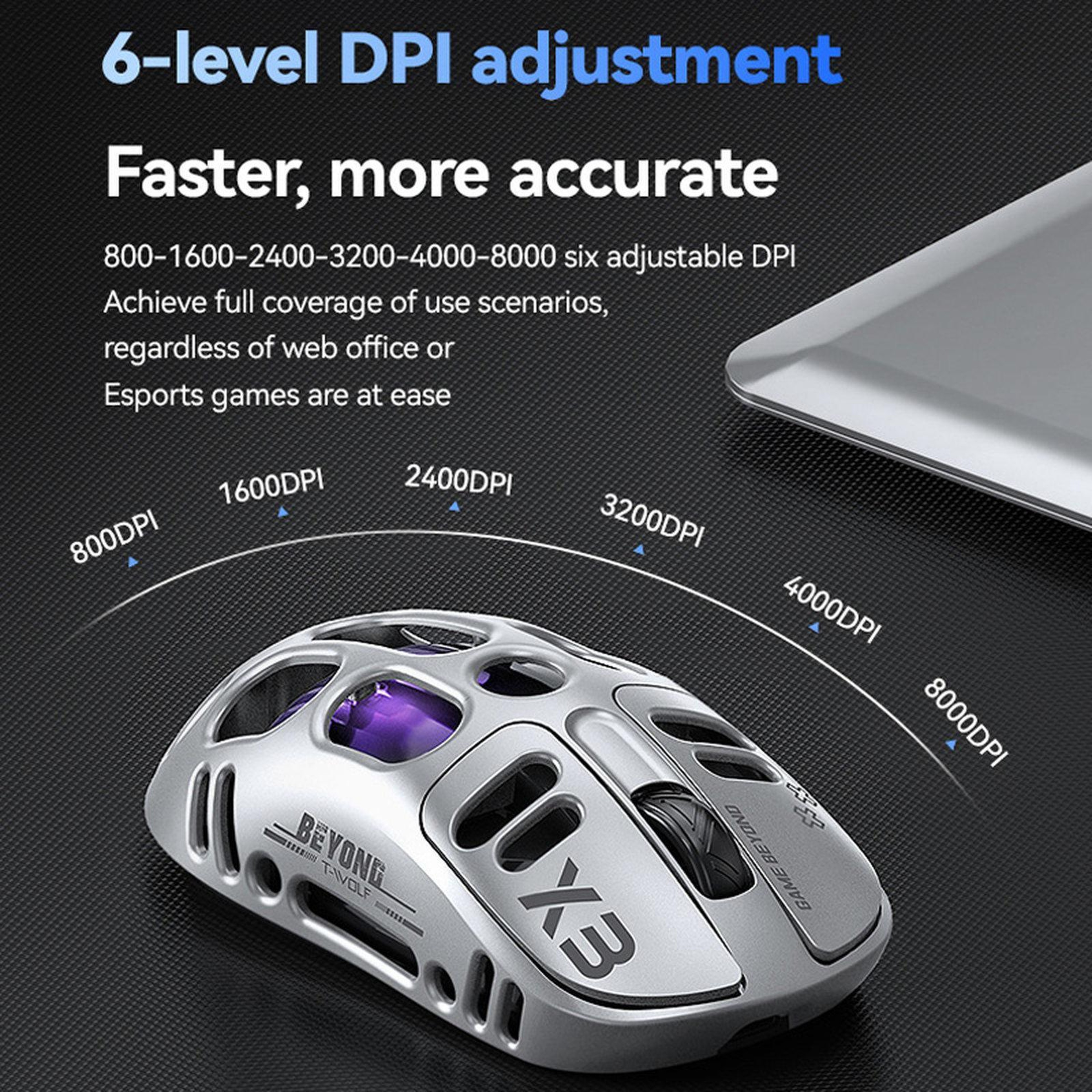 X3 TriMode Wireless Gaming Mouse With 8000 DPI And Lightweight Honeycomb Design 6
