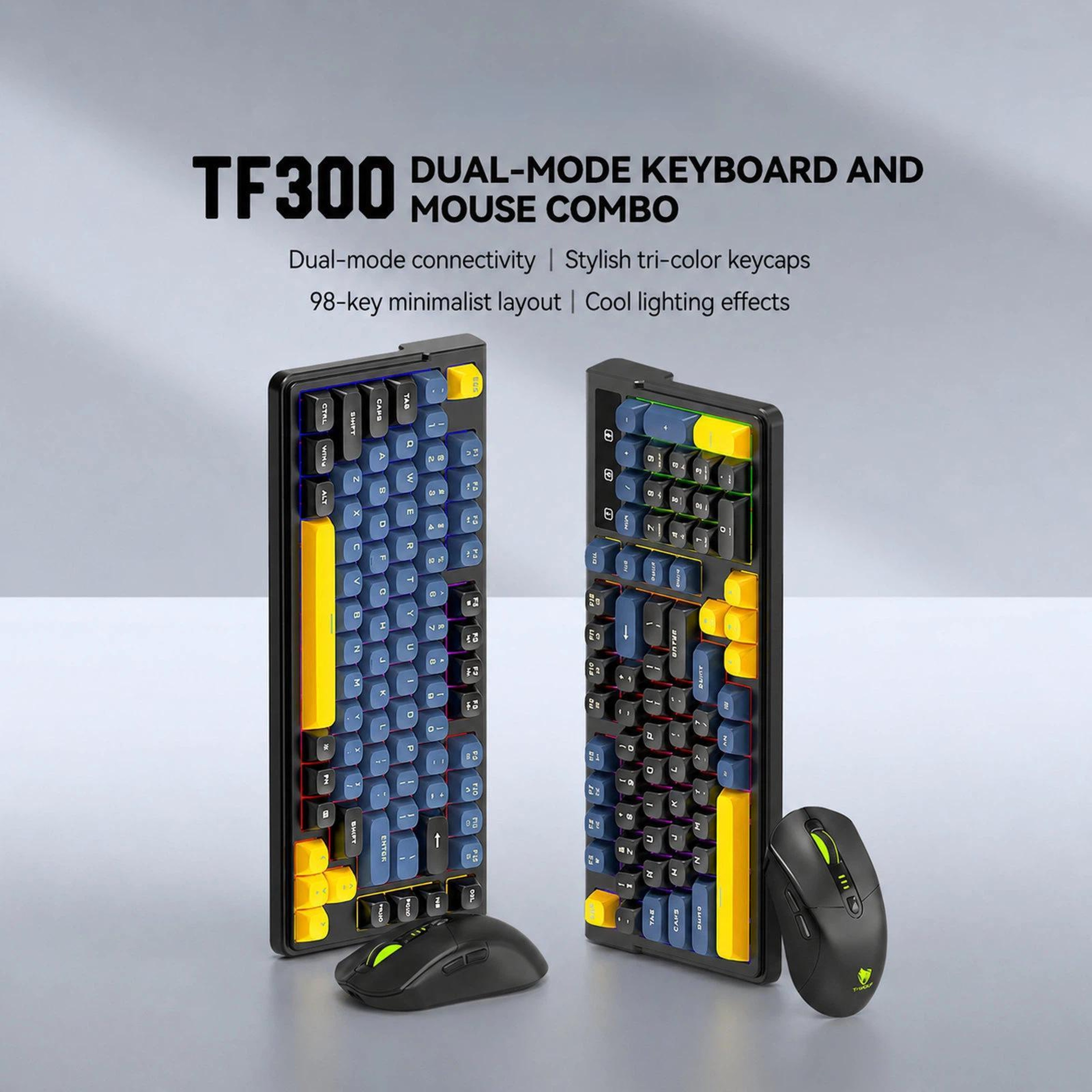 Rechargeable Wireless Keyboard And Mouse Combo With Bluetooth And Backlit 98Key Design 1