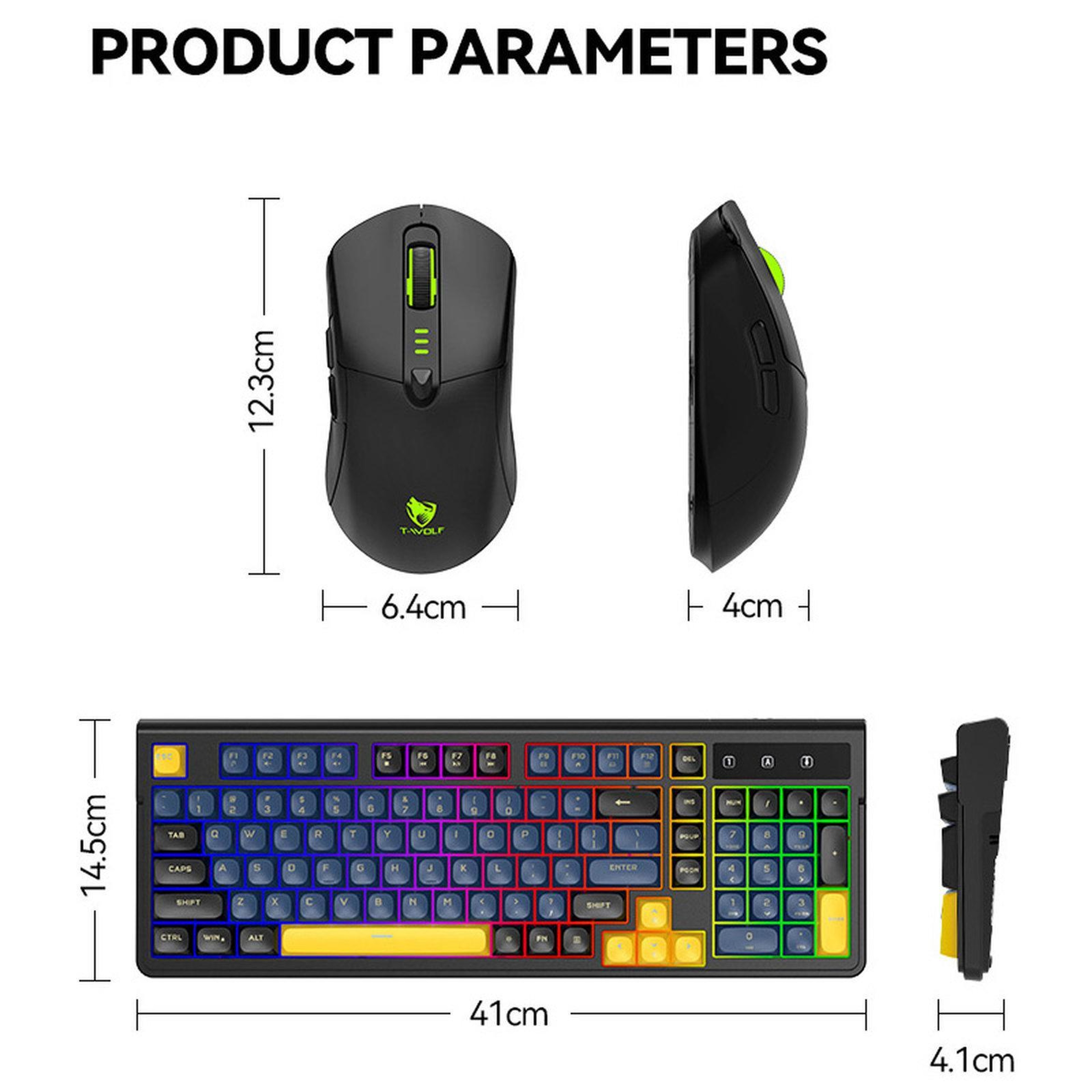 Rechargeable Wireless Keyboard And Mouse Combo With Bluetooth And Backlit 98Key Design 3