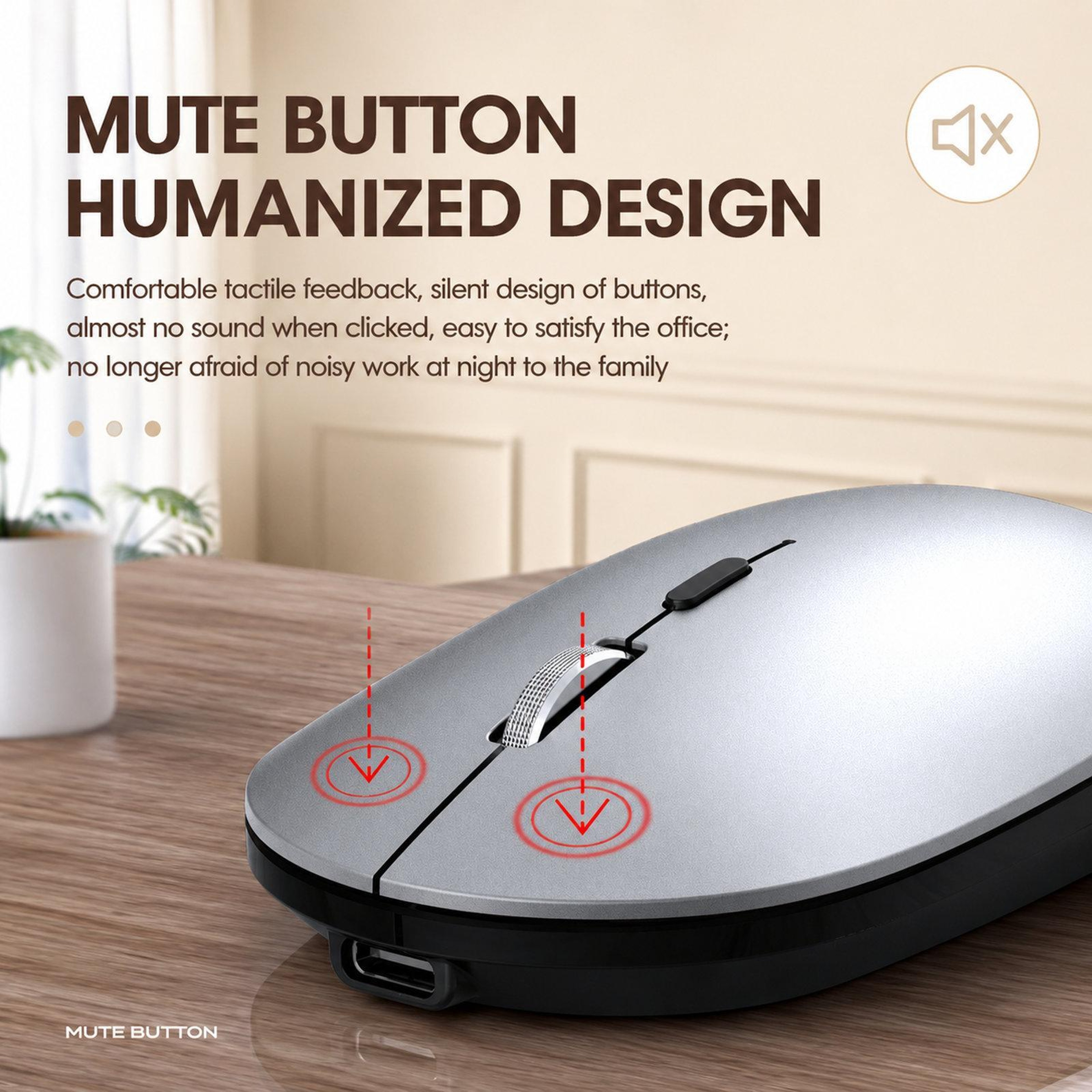 Dual Mode Wireless Bluetooth Mouse with Silent Clicks and USB-C Rechargeable Battery – view 9