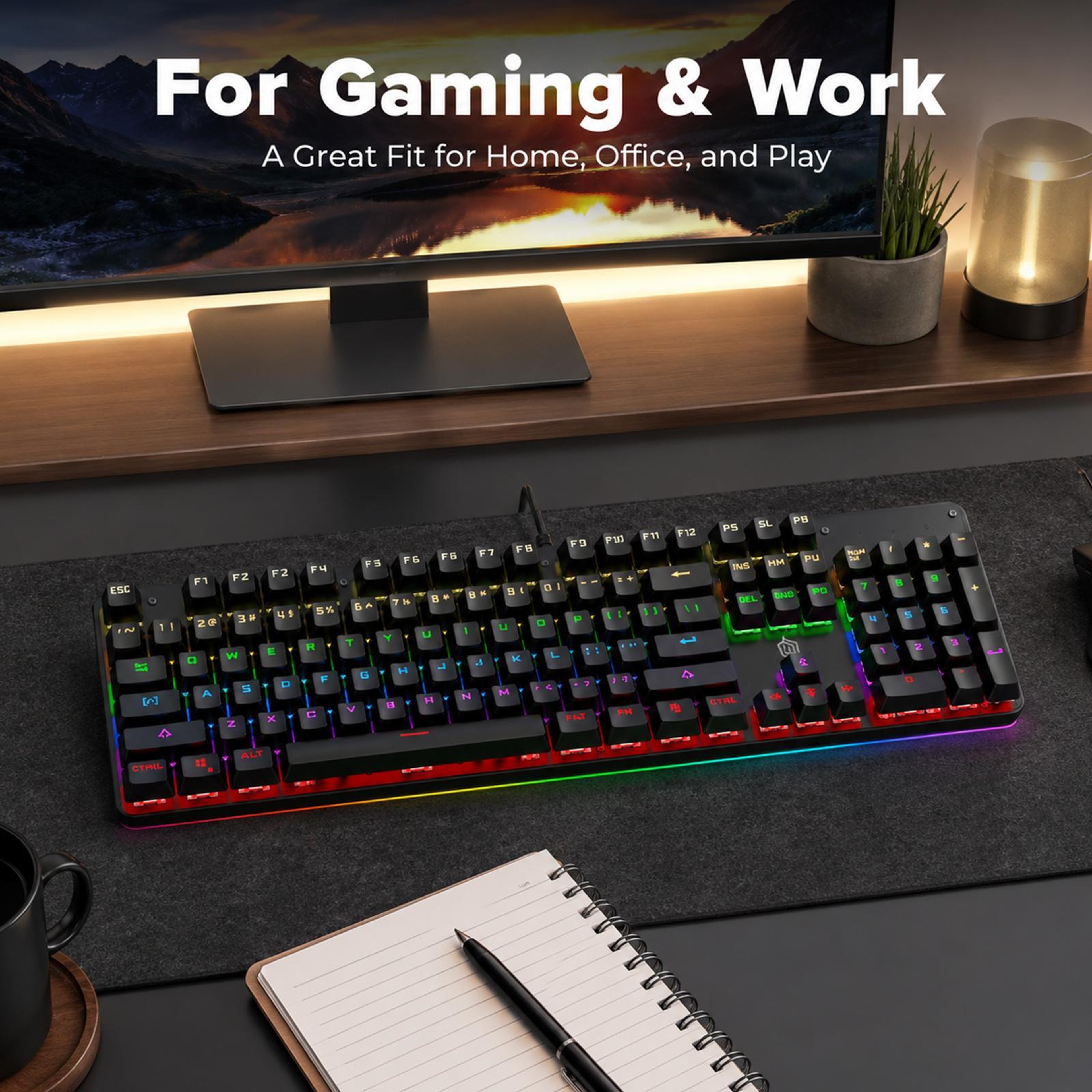RGB Backlit Mechanical USB Wired Keyboard With 104 Keys 6