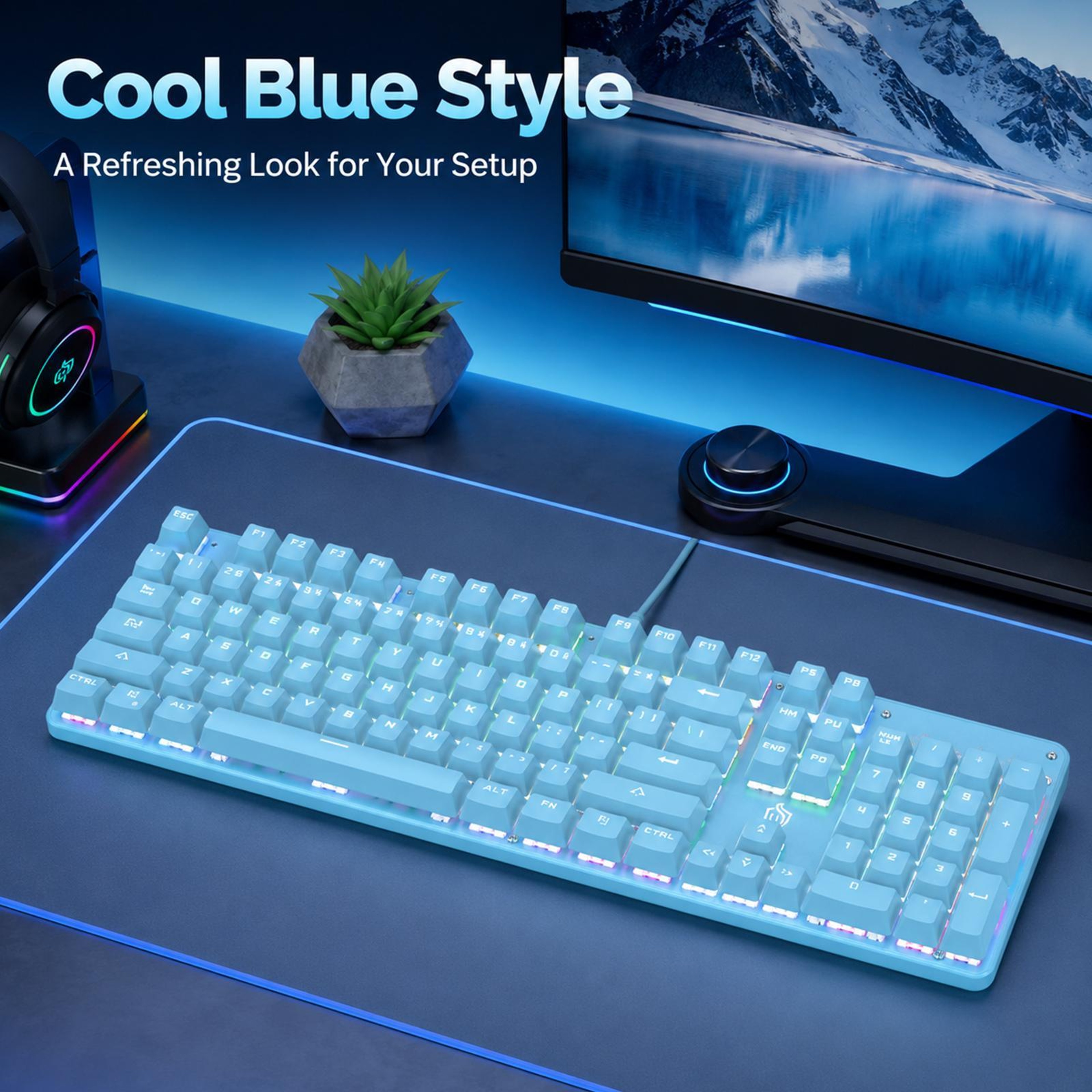 RGB Backlit Mechanical USB Wired Keyboard With 104 Keys 8