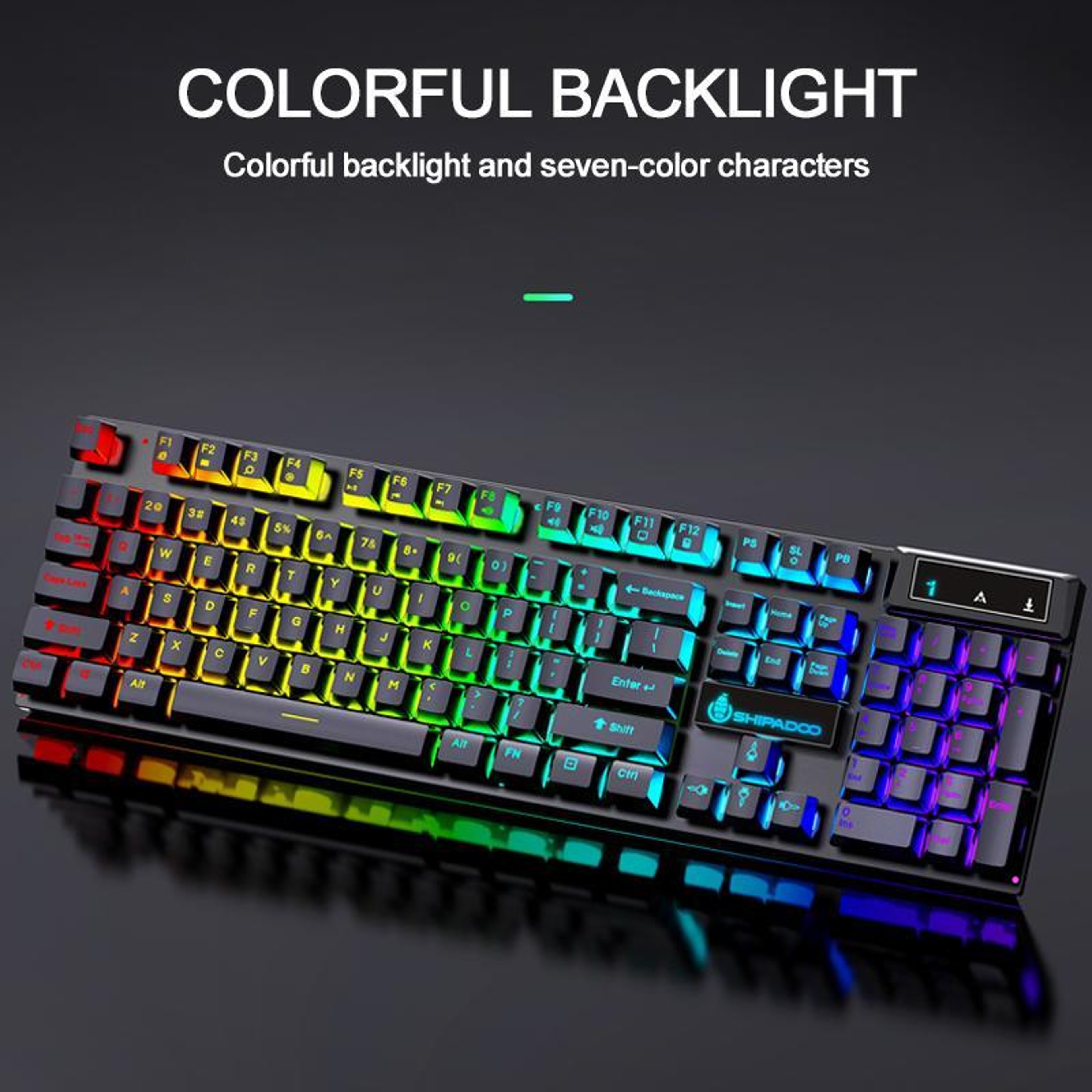 USB Wired Keyboard with Rainbow Backlight and Floating Square Keycaps – view 2