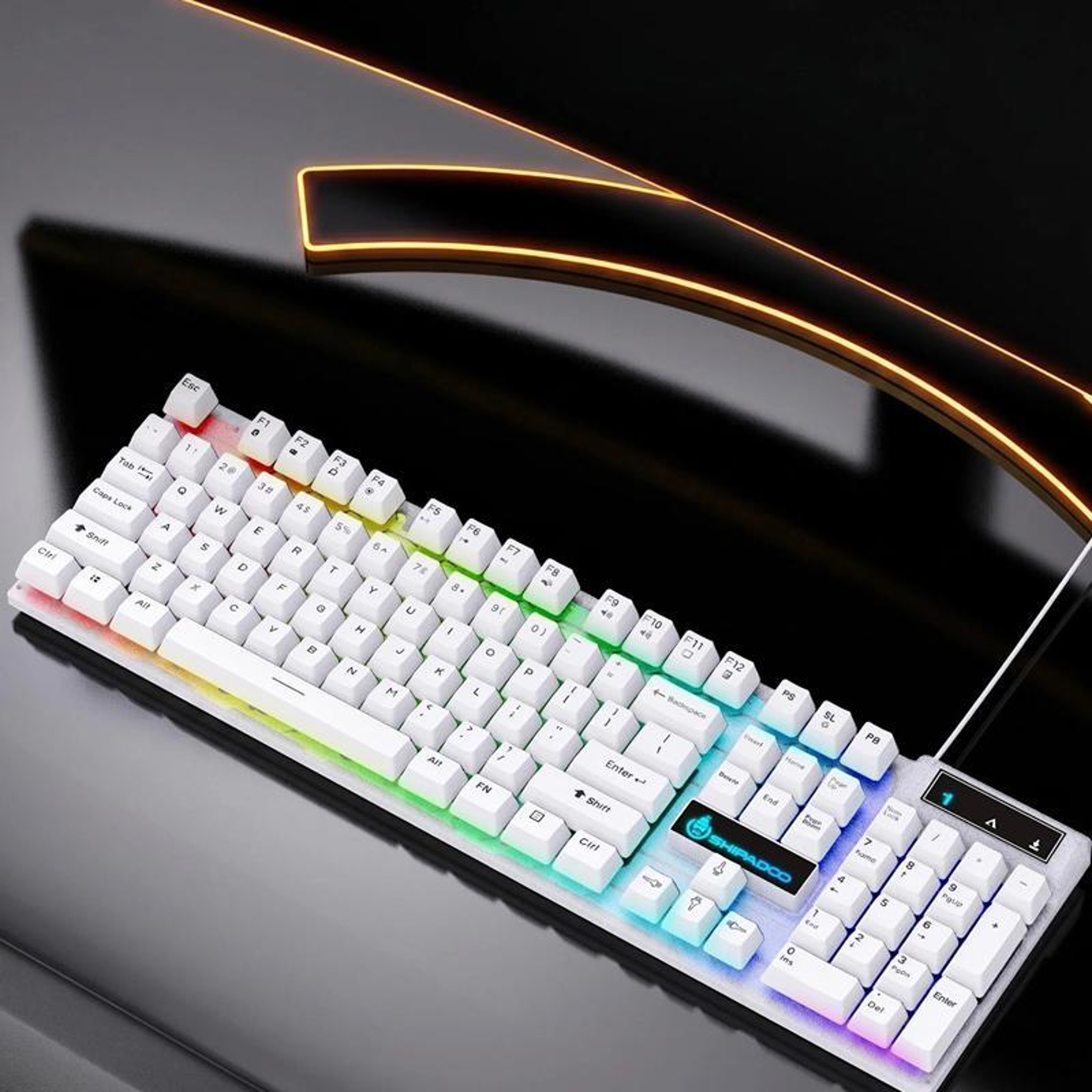 USB Wired Keyboard with Rainbow Backlight and Floating Square Keycaps – view 8