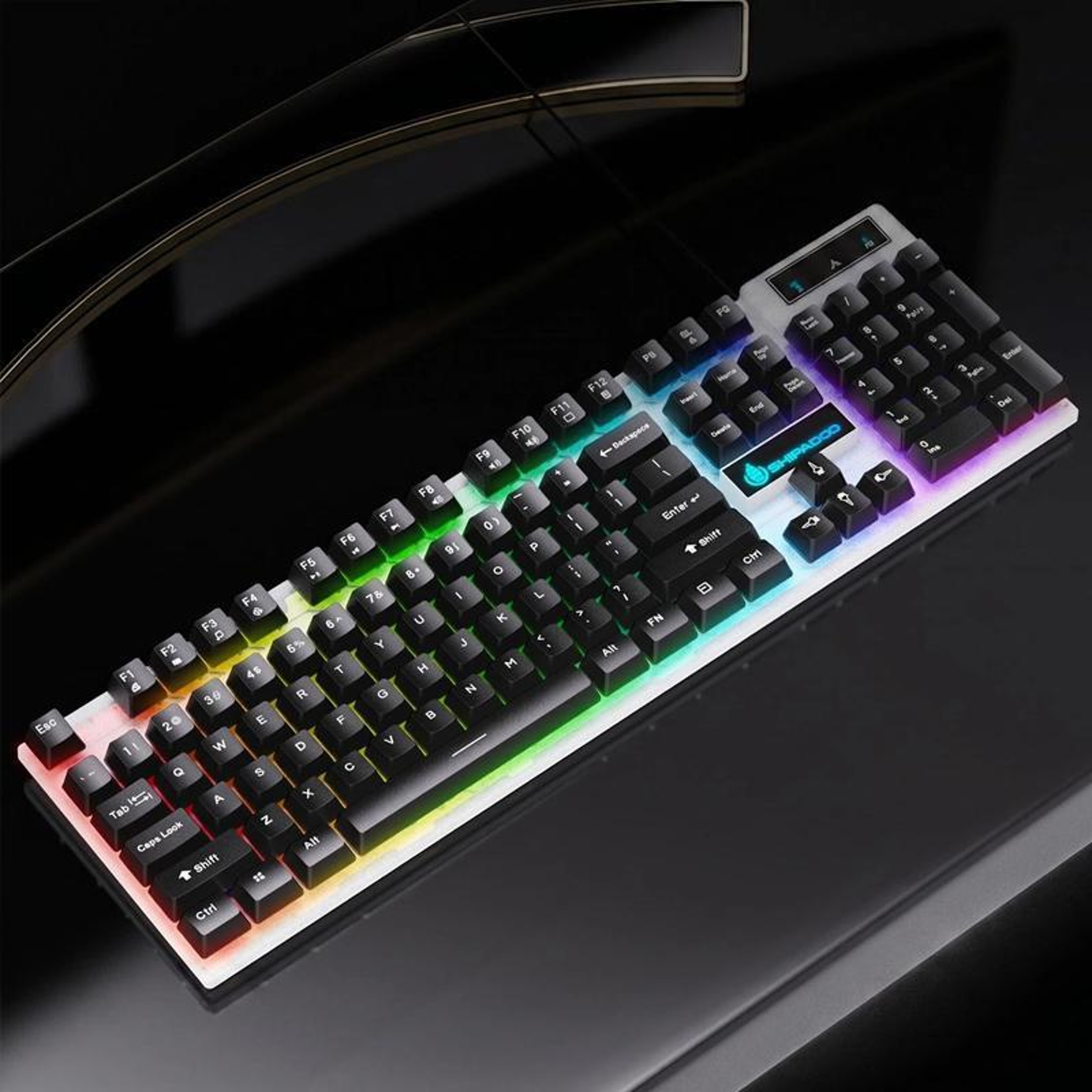 USB Wired Keyboard with Rainbow Backlight and Floating Square Keycaps – view 9