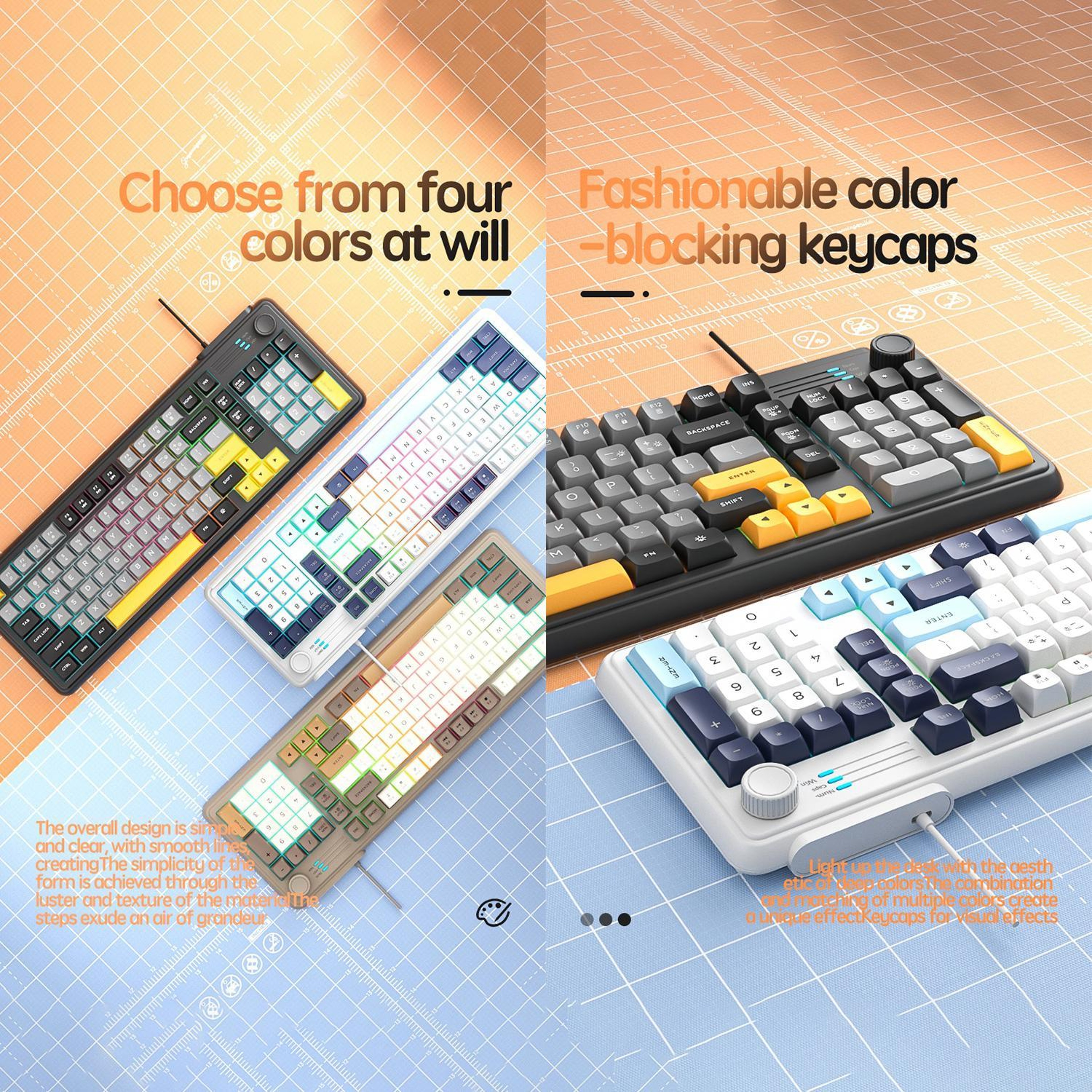 K700 Wired 98Key RGB Gaming Keyboard With Knob Switch 5