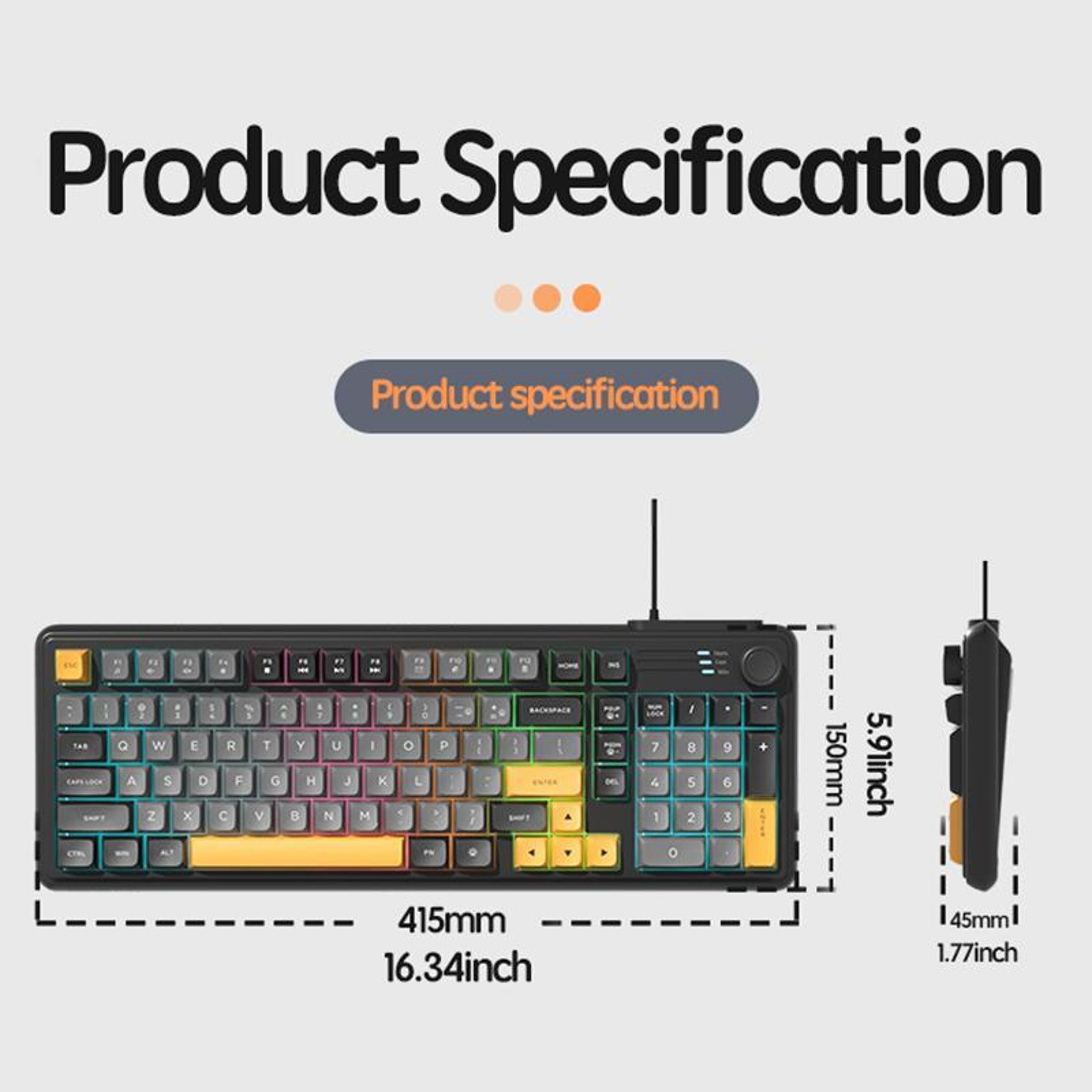 K700 Wired 98Key RGB Gaming Keyboard With Knob Switch 8