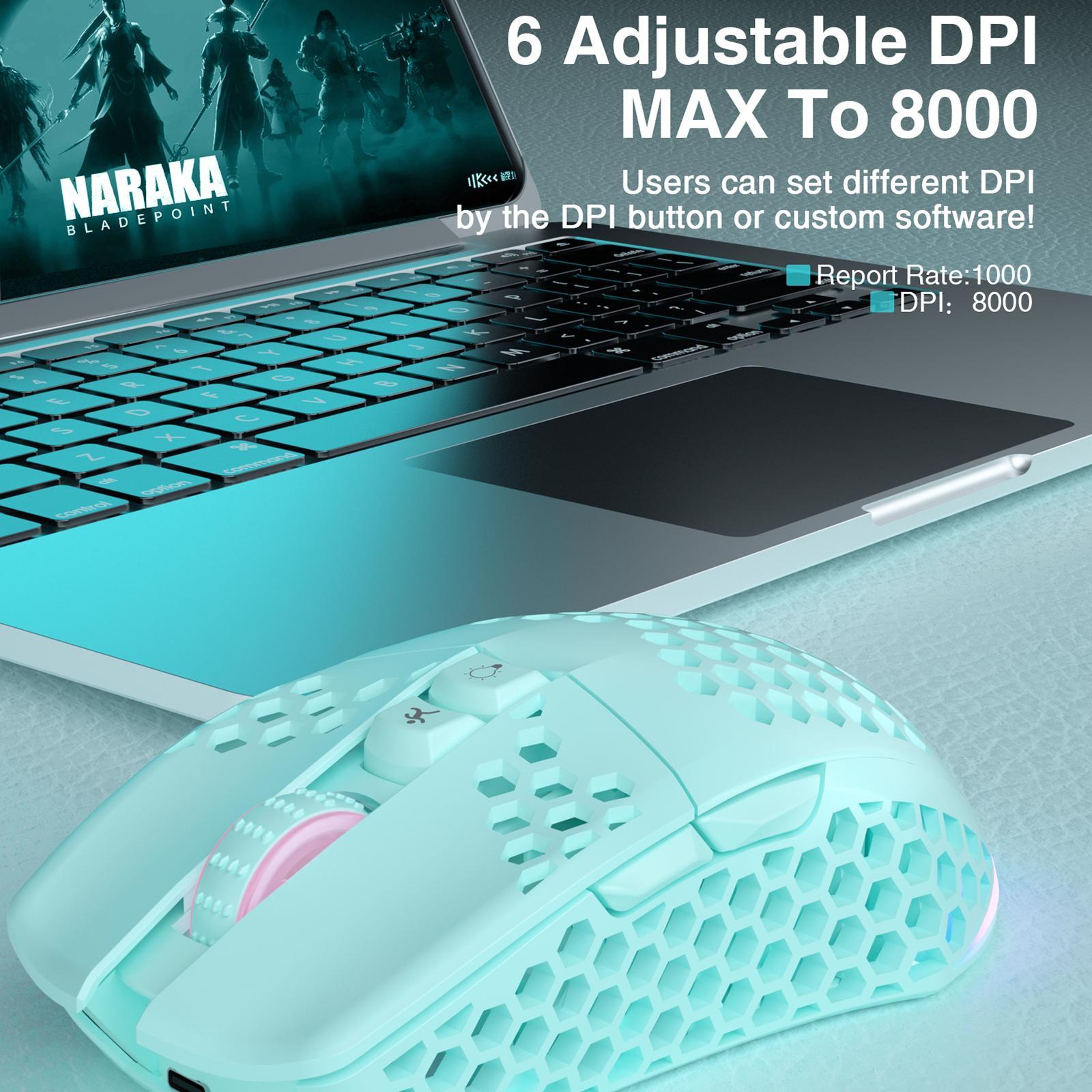 SM600 TriMode Wireless Gaming Mouse With RGB Lighting And 8000 DPI 3