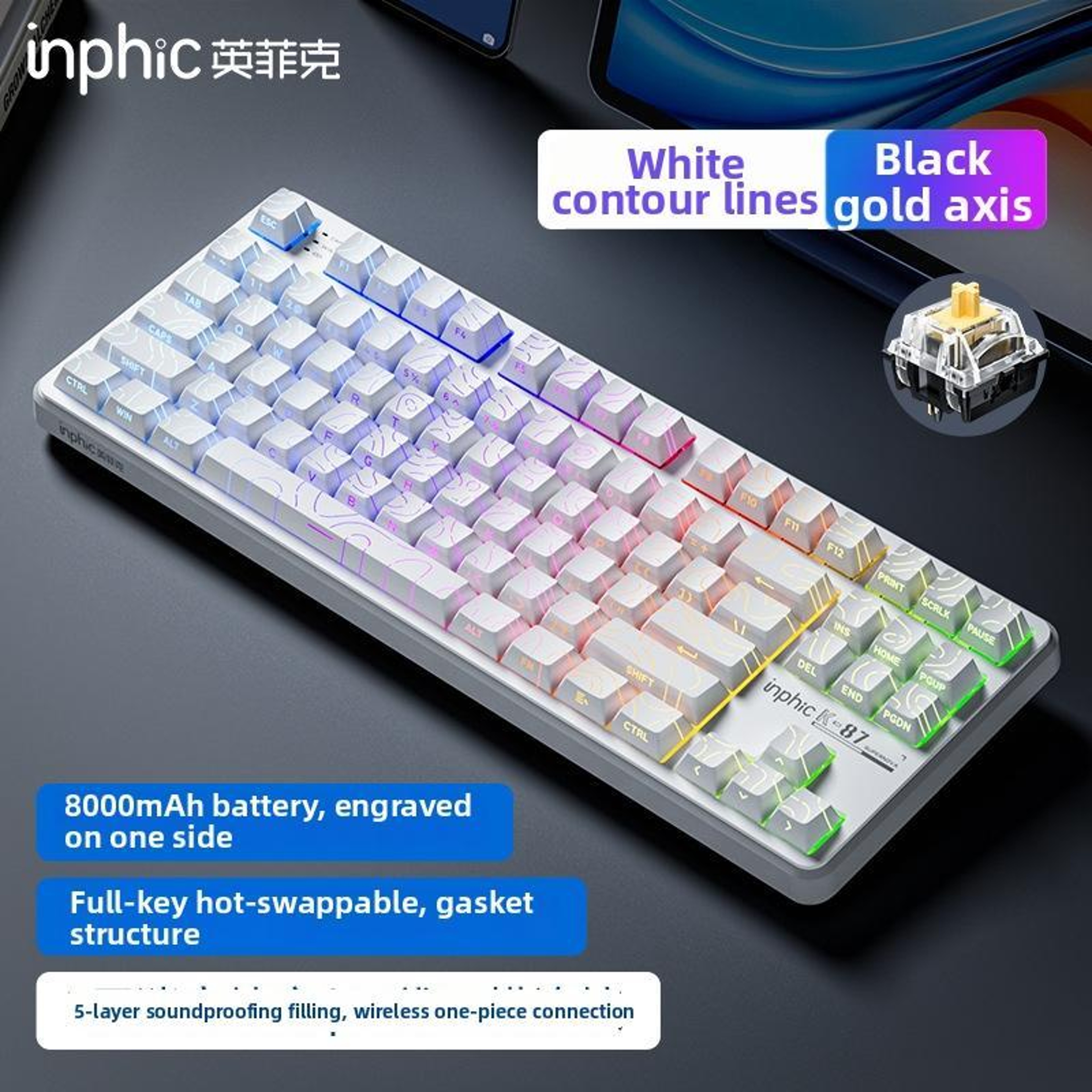 K87 Tri-Mode Wireless Mechanical Gaming Keyboard with RGB Backlighting – view 1