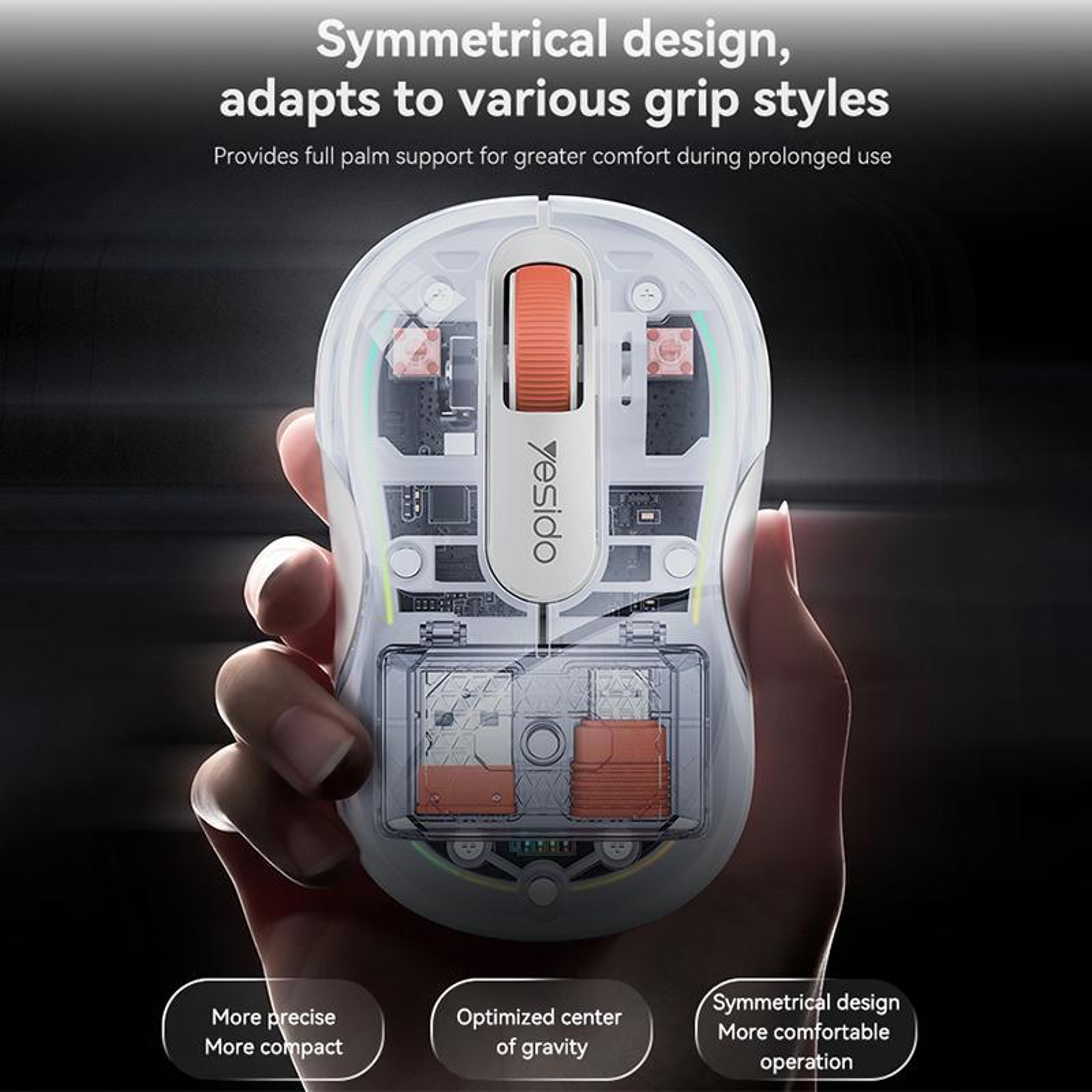 TriMode Transparent Wireless Mouse With RGB Lighting 8