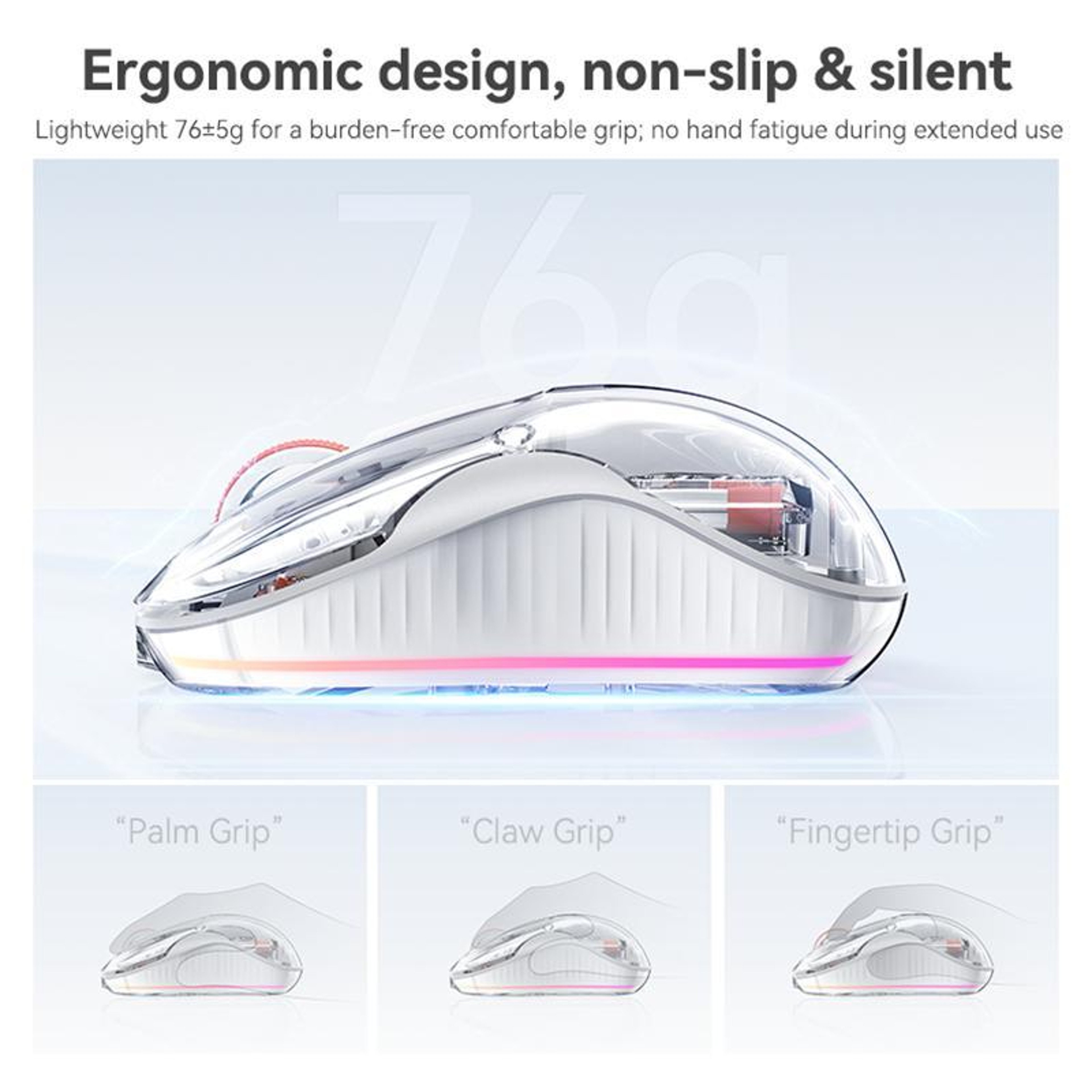 TriMode Transparent Wireless Mouse With RGB Lighting 5