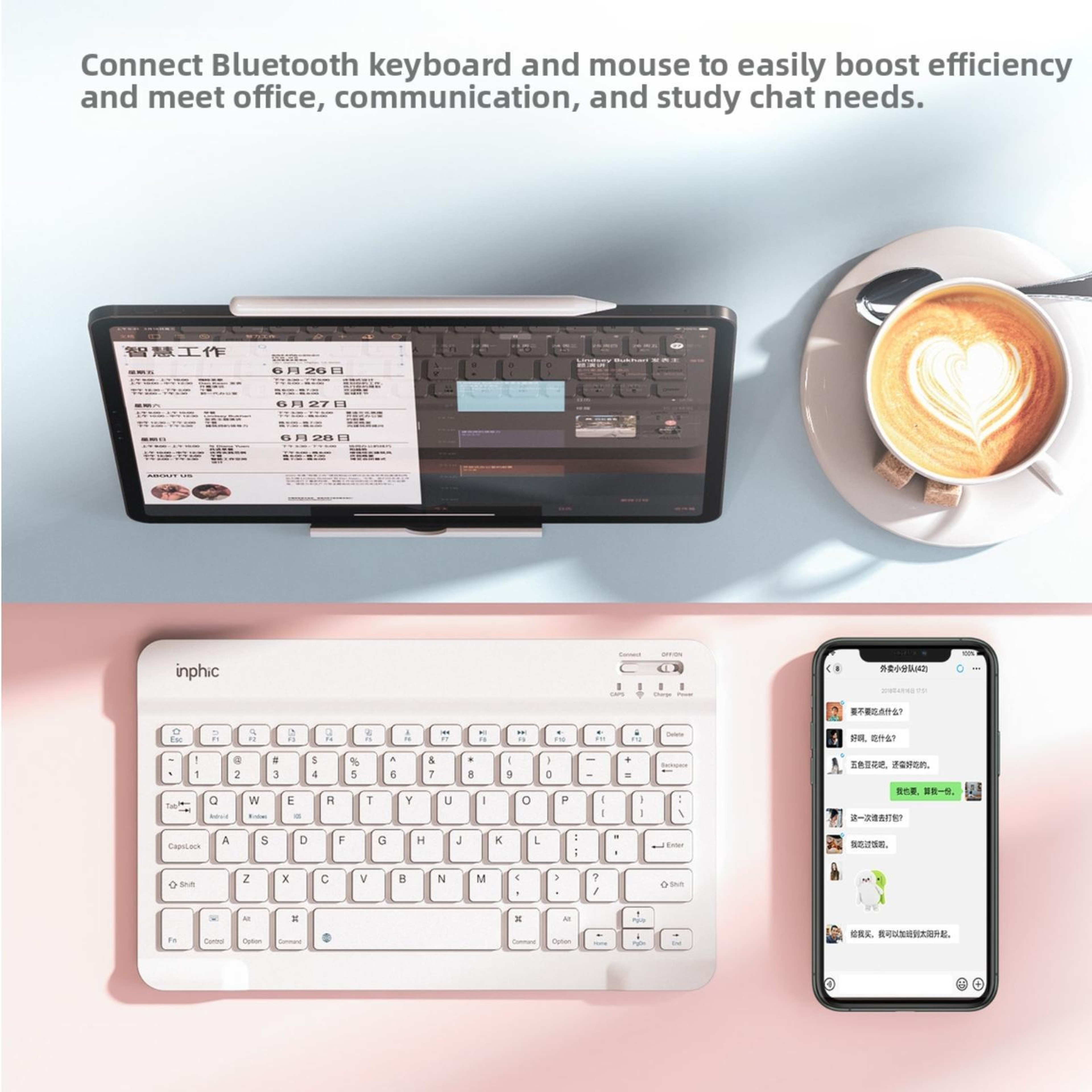 Wireless Bluetooth Keyboard V750B Silent Rechargeable For Laptop And Tablet 4
