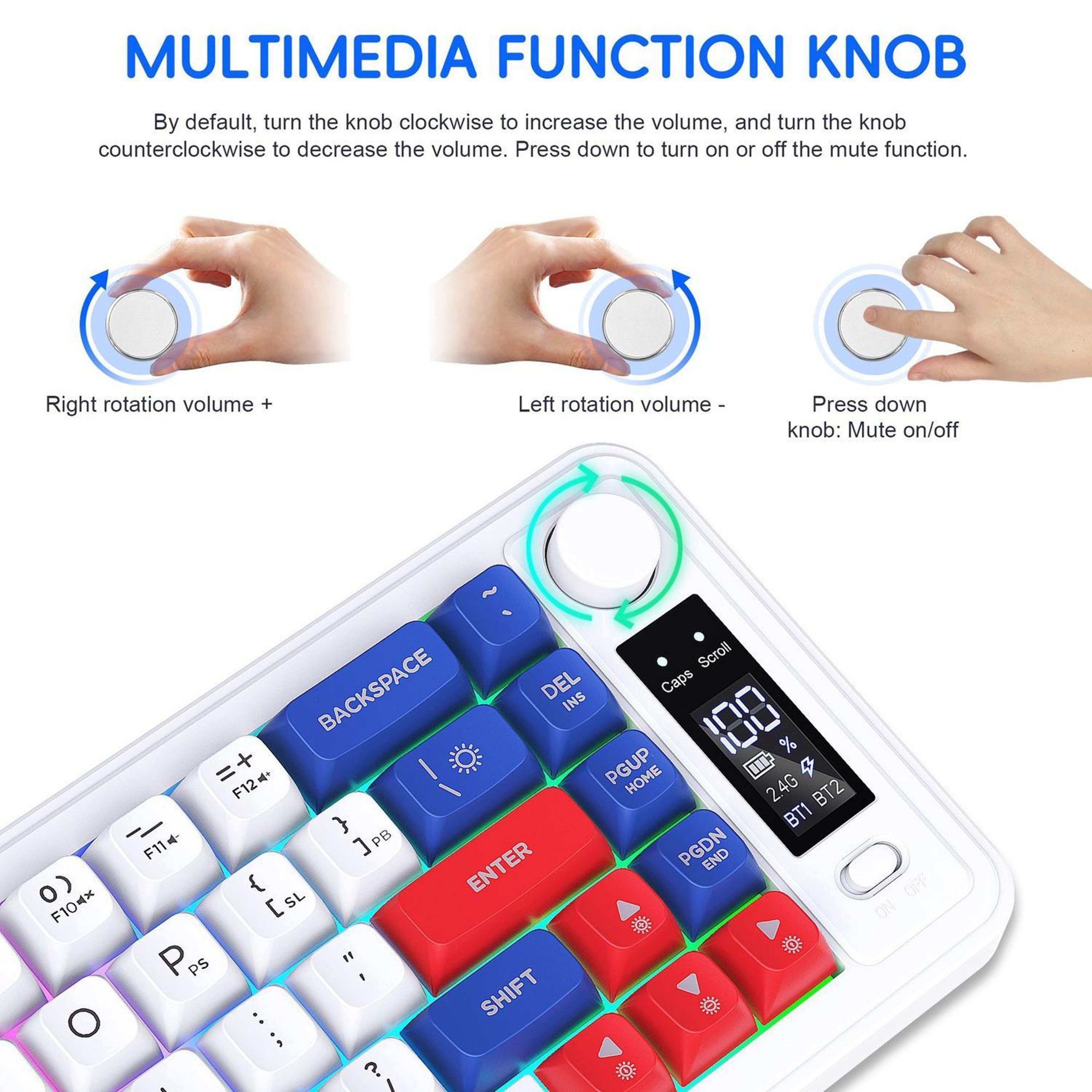 68-Key Wireless Keyboard with Rainbow Backlight and Tri-Mode Connectivity – view 7
