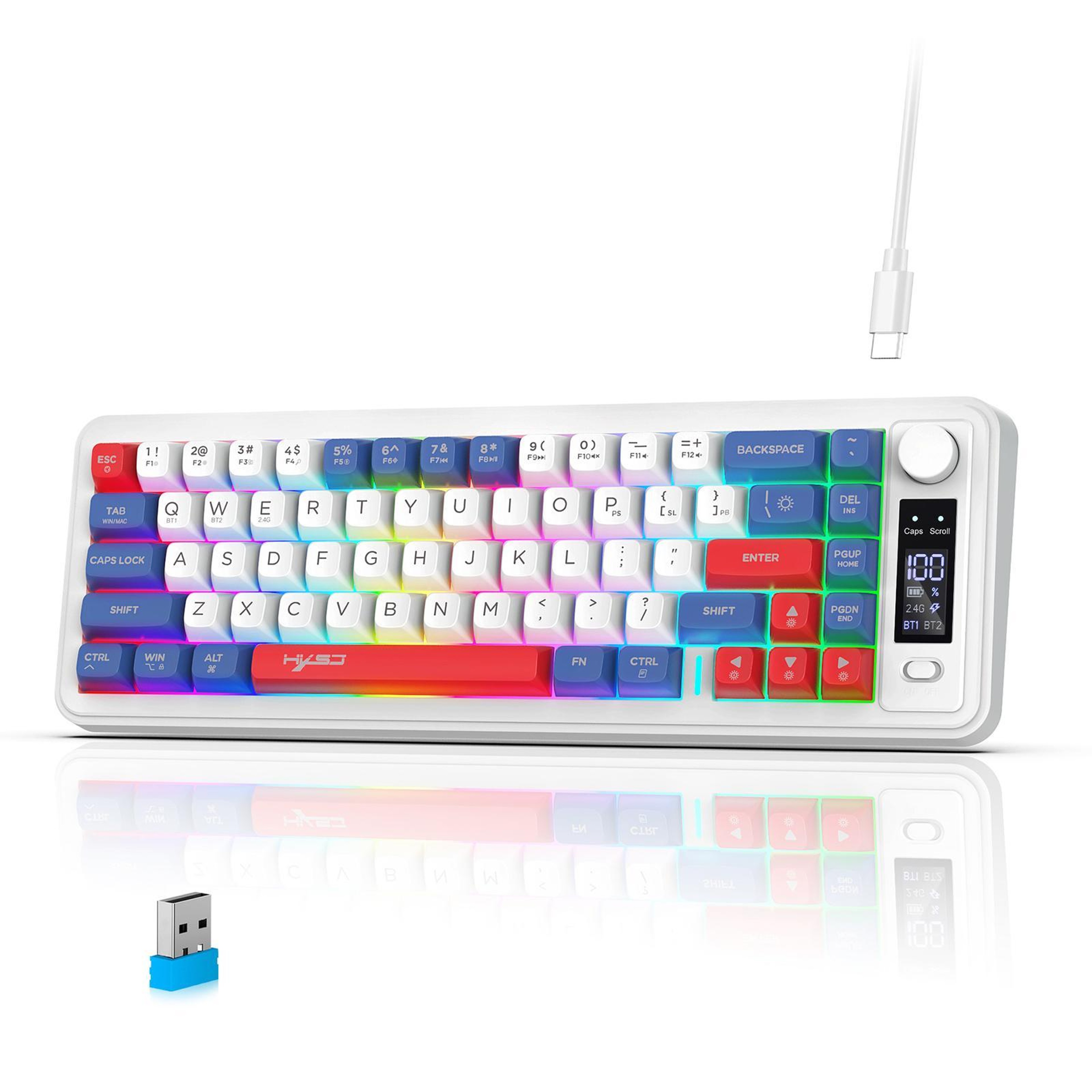 68-Key Wireless Keyboard with Rainbow Backlight and Tri-Mode Connectivity – view 12