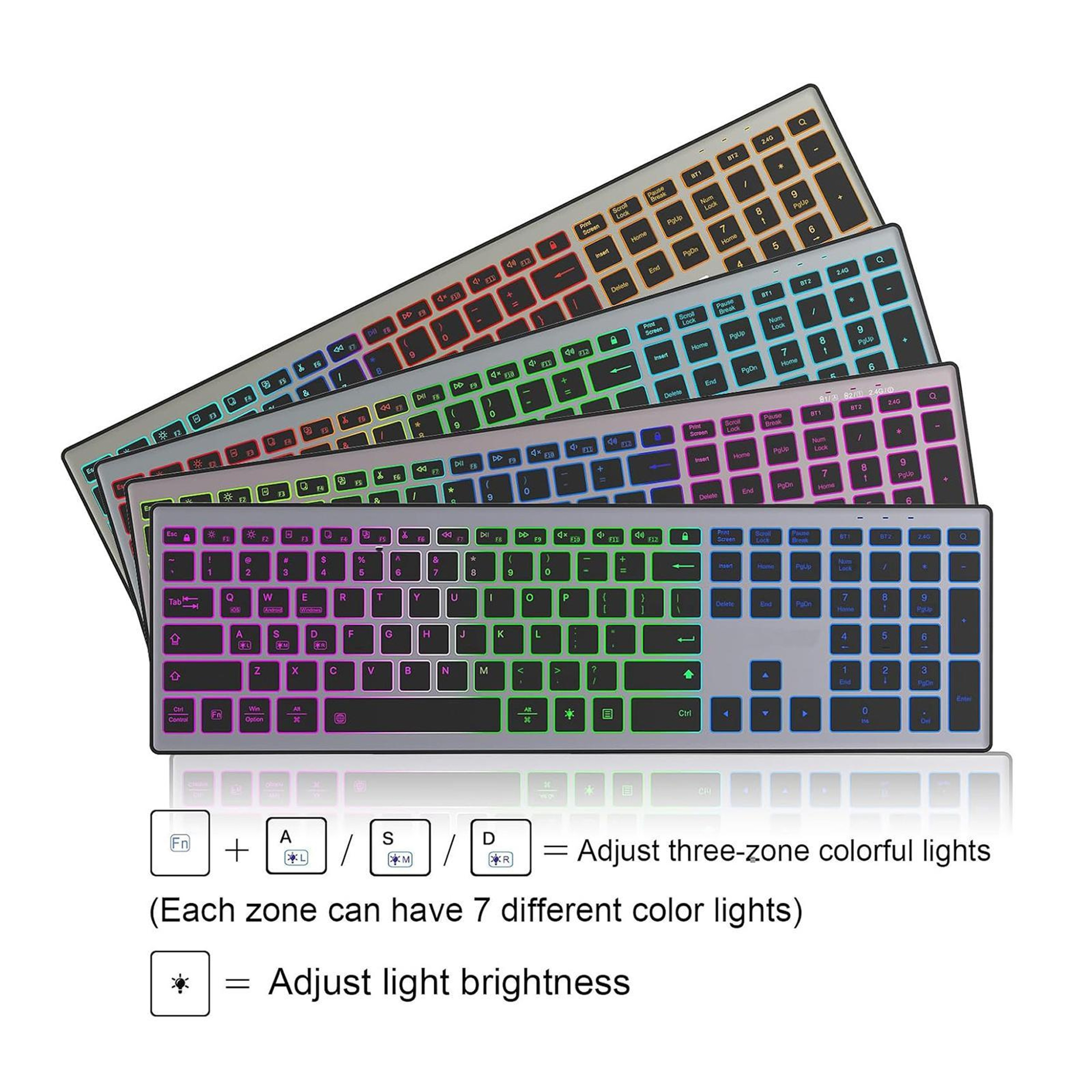 110-Key RGB Backlit Wireless Keyboard with Bluetooth and 2.4GHz Connectivity – view 5