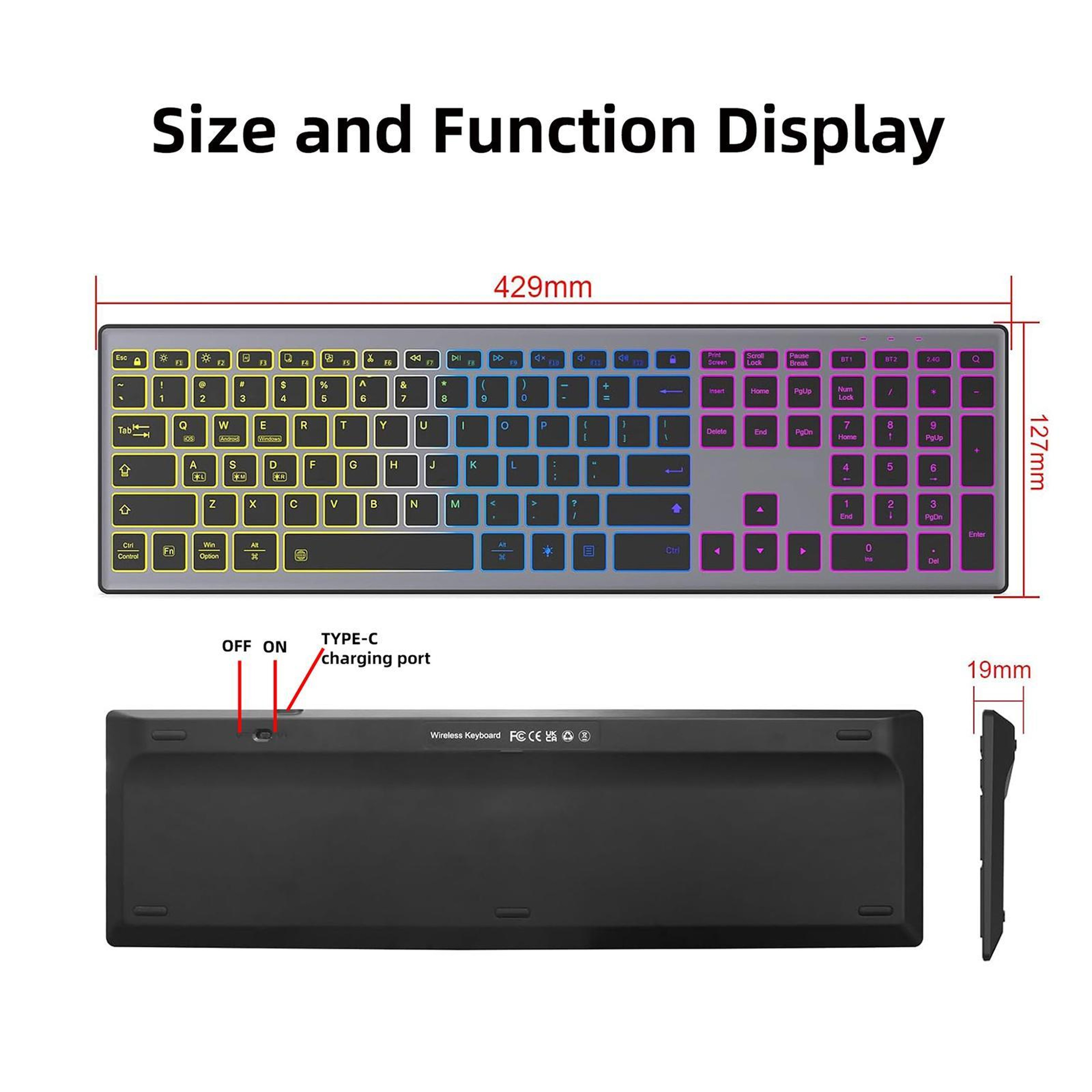 110-Key RGB Backlit Wireless Keyboard with Bluetooth and 2.4GHz Connectivity – view 8