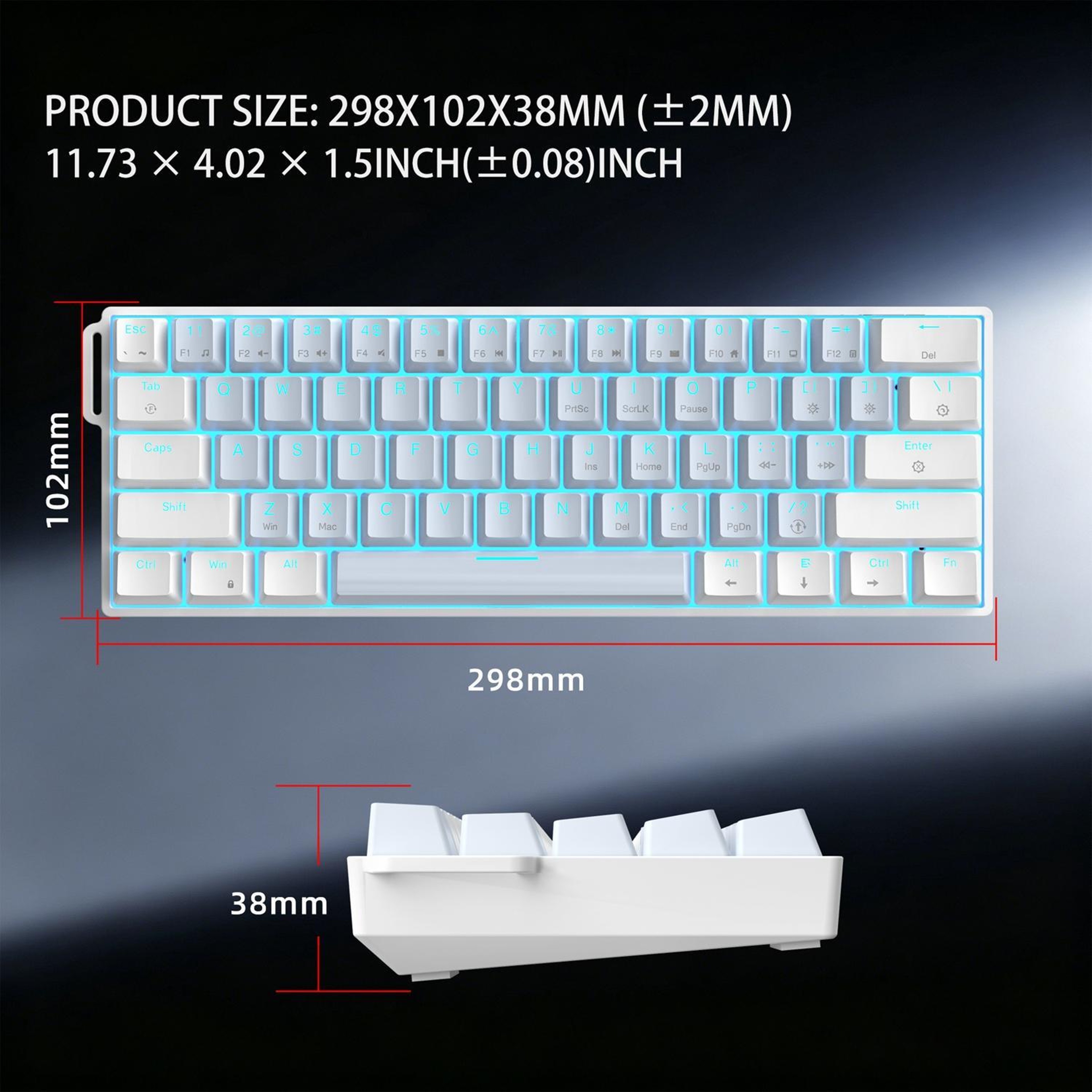 61-Key Wired Mechanical Gaming Keyboard with Ice Blue Backlighting – view 10