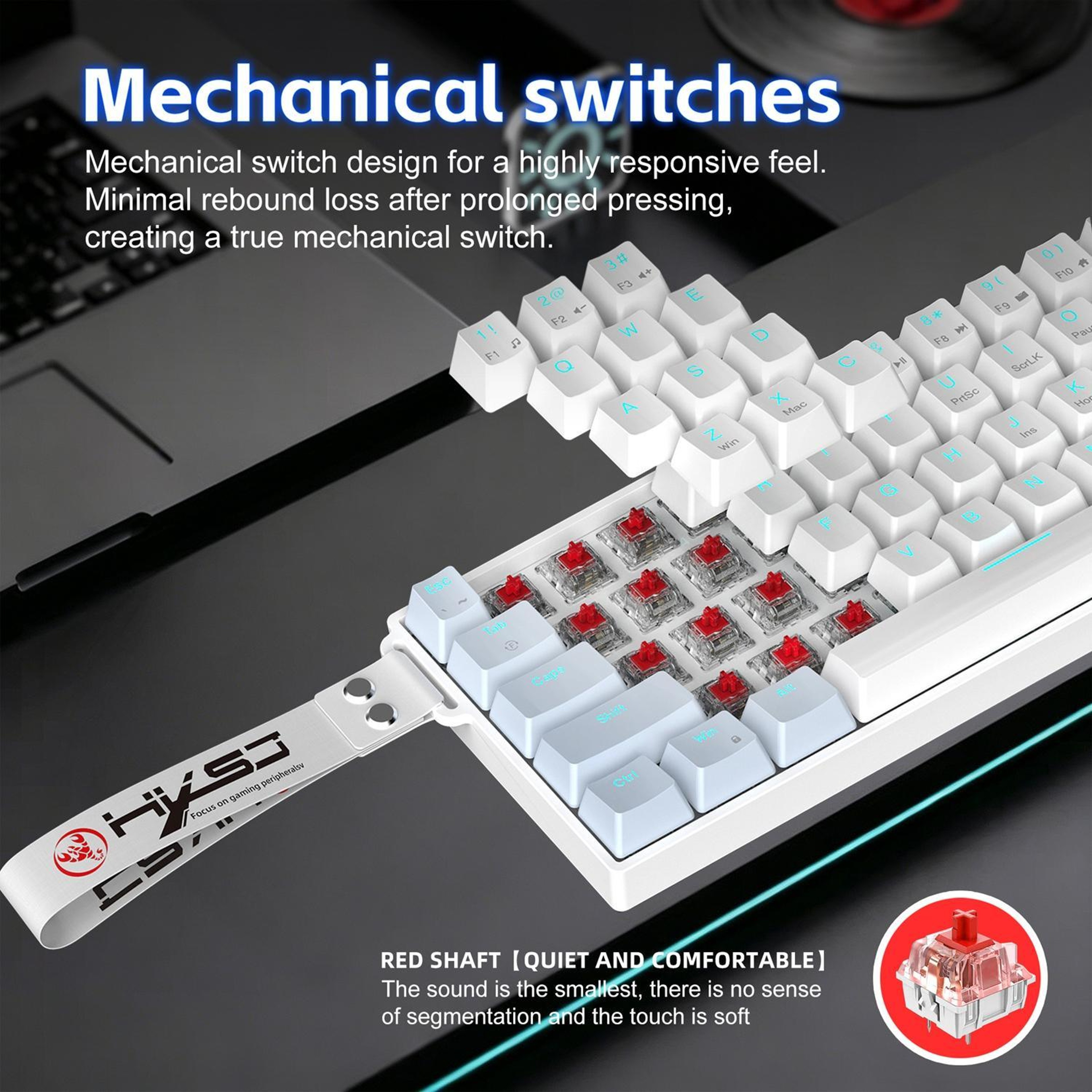 61-Key Wired Mechanical Gaming Keyboard with Ice Blue Backlighting – view 5