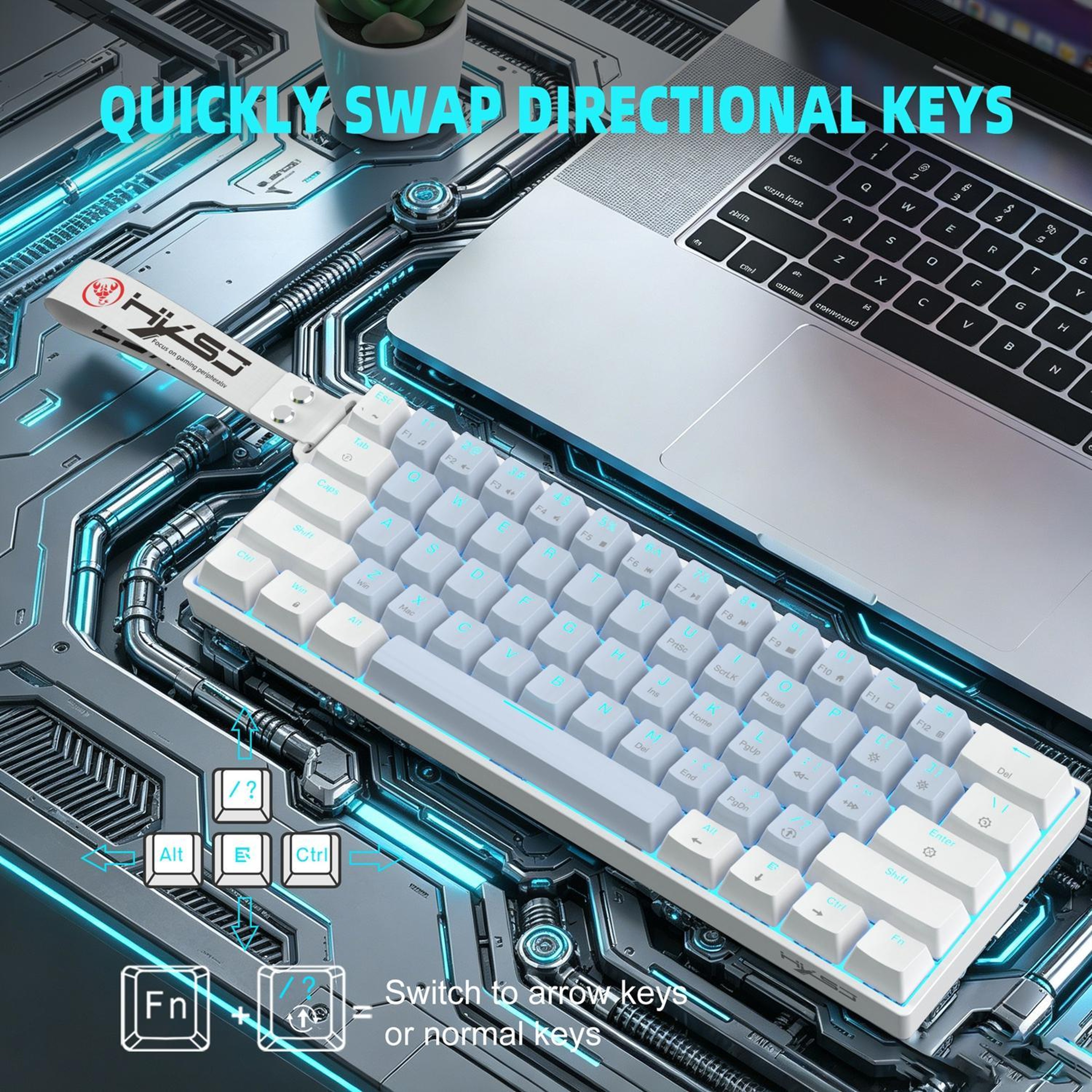 61-Key Wired Mechanical Gaming Keyboard with Ice Blue Backlighting – view 9