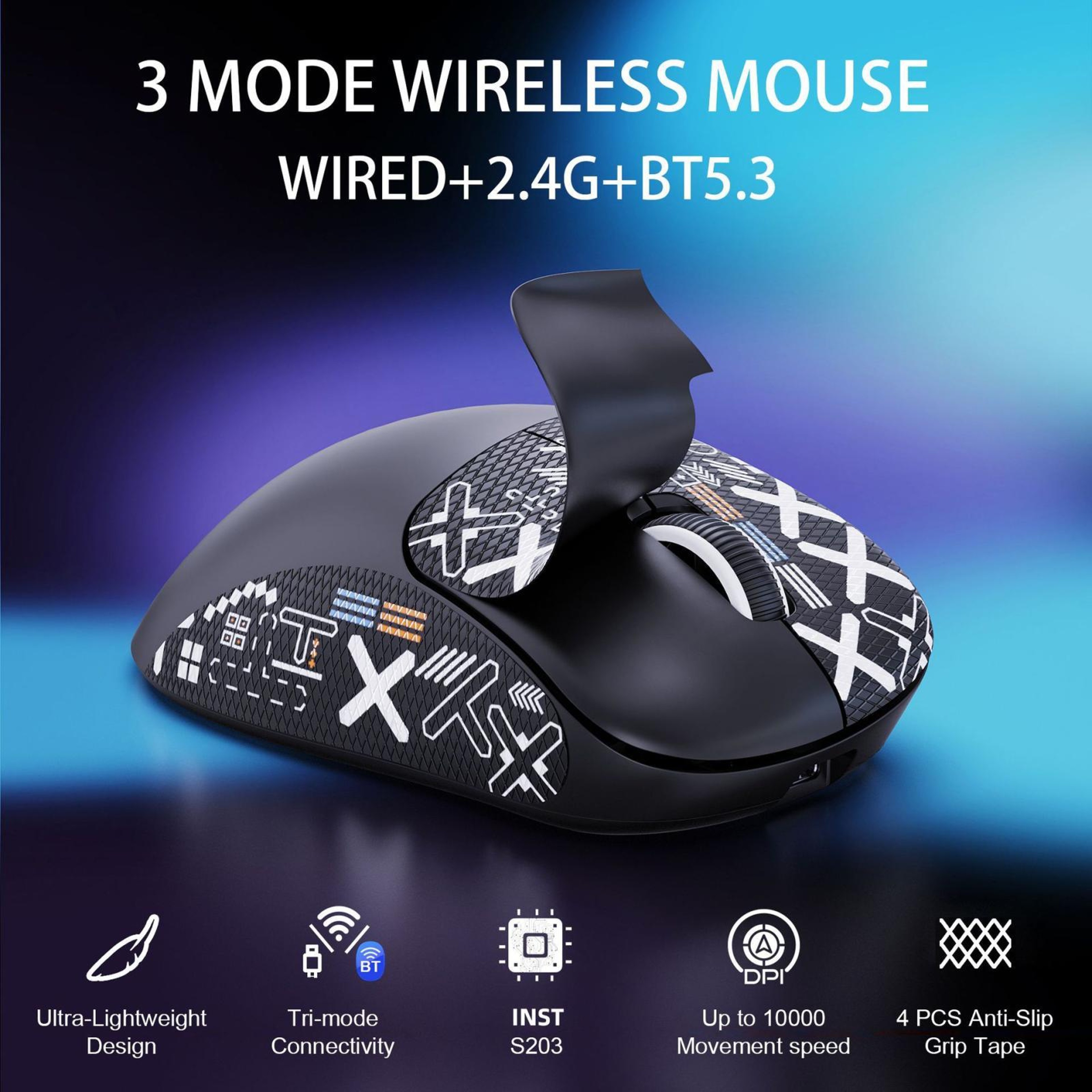 T700Pro Lightweight Wireless Gaming Mouse with Bluetooth 5.3 and 10000 DPI – view 6