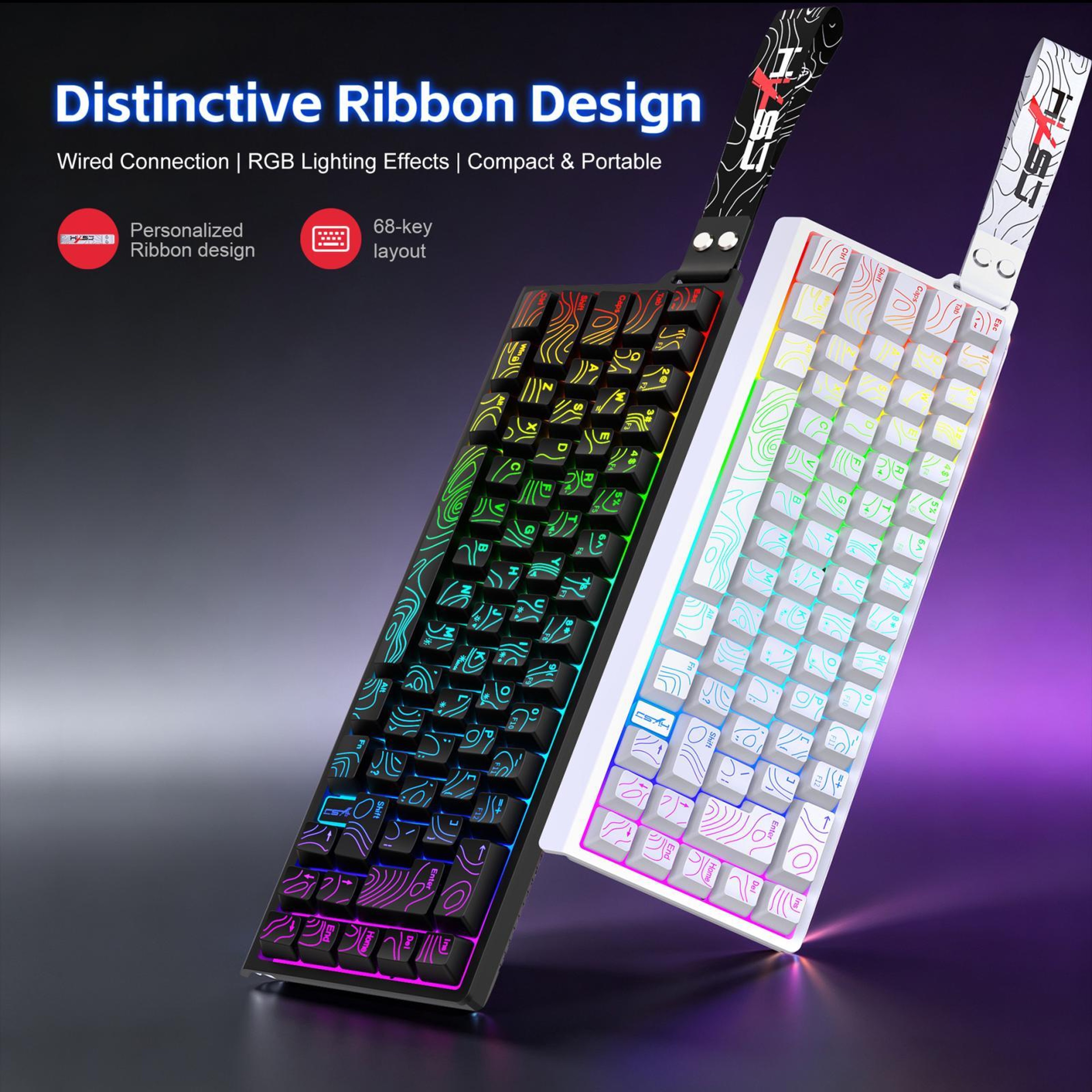 V68 68-Key RGB Wired Membrane Gaming Keyboard with Compact Design – view 8