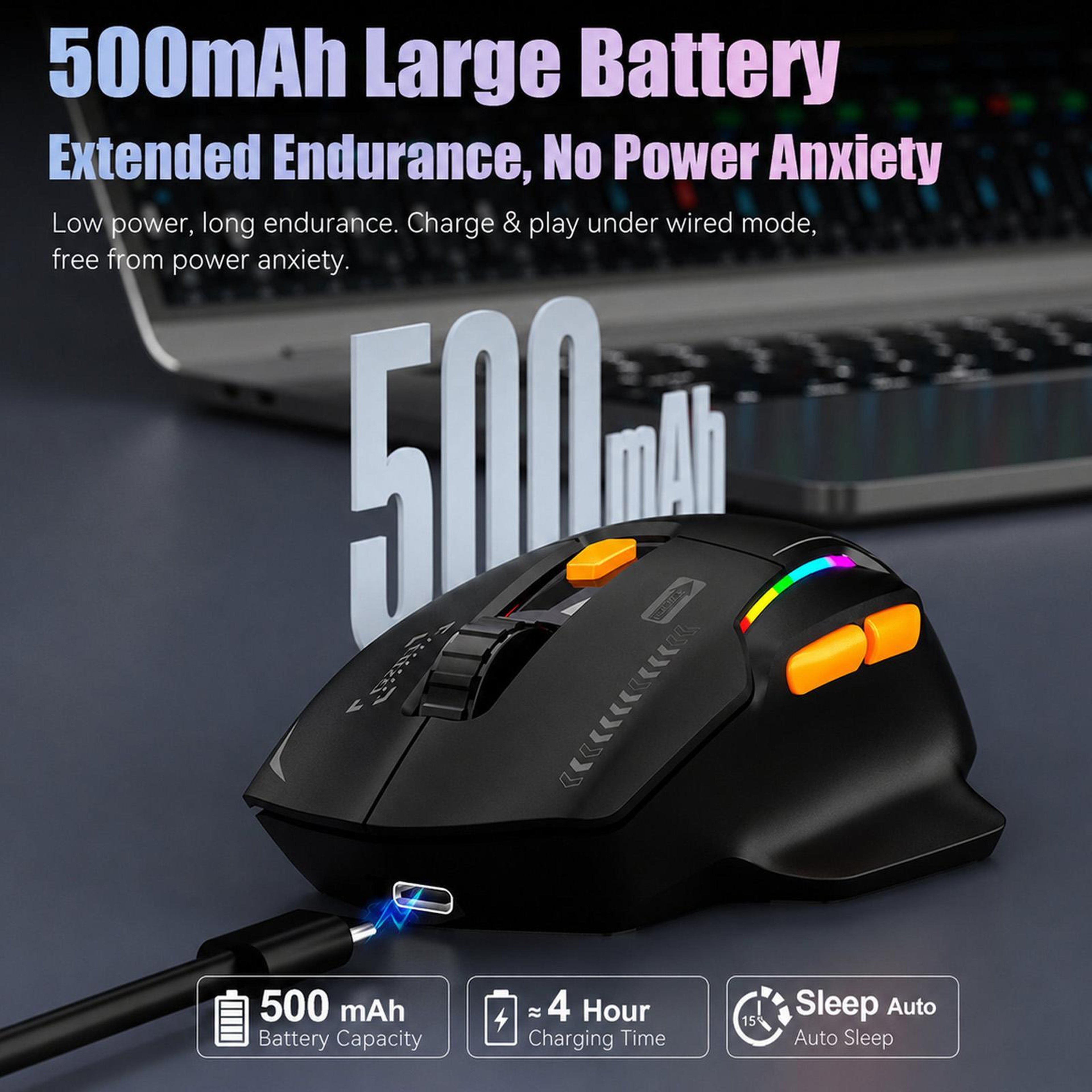 Tri-Mode Wireless Gaming Mouse with 12800 DPI and RGB Lighting – view 4