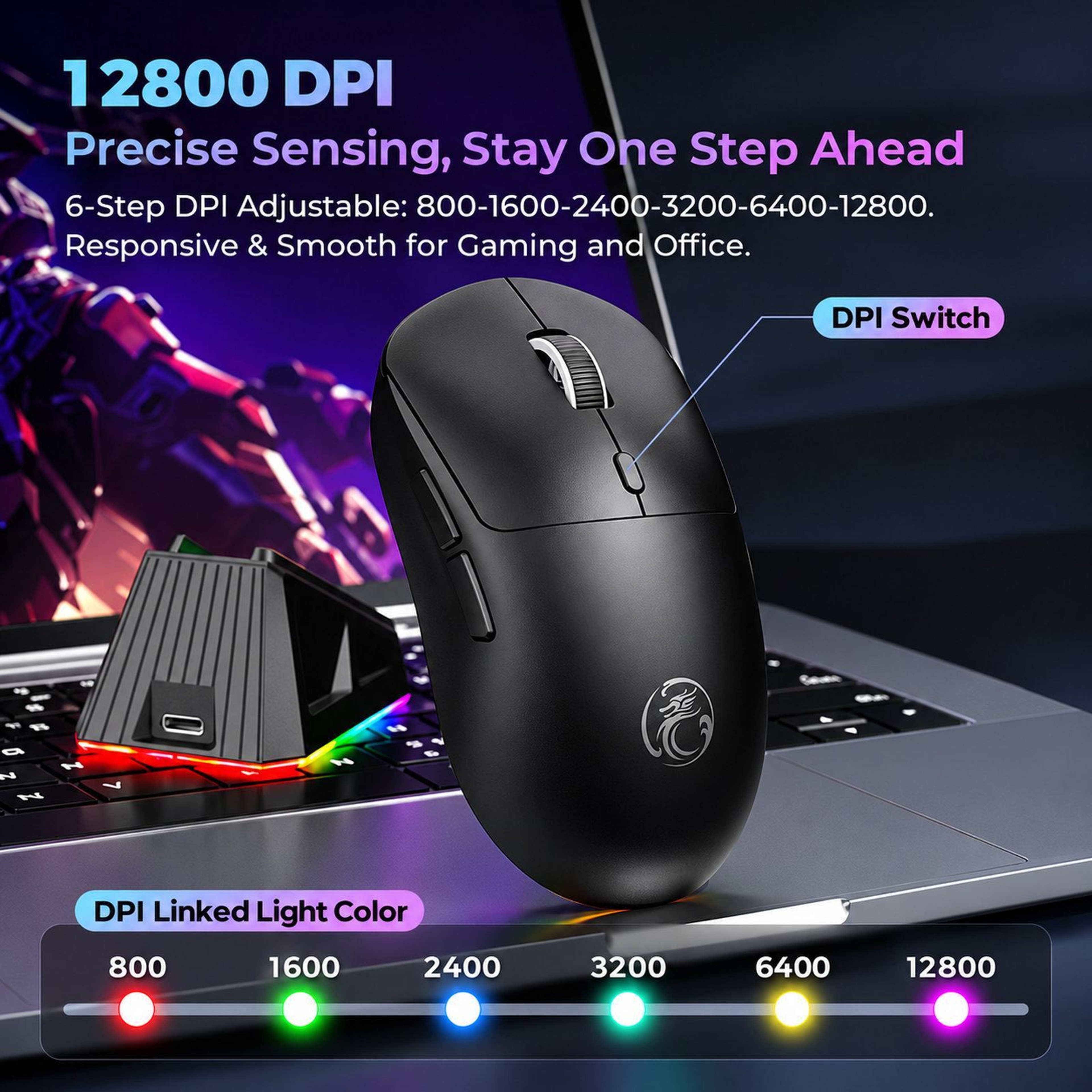 G207 TriMode Wireless Gaming Mouse With Magnetic Charging Dock And RGB Lighting 1