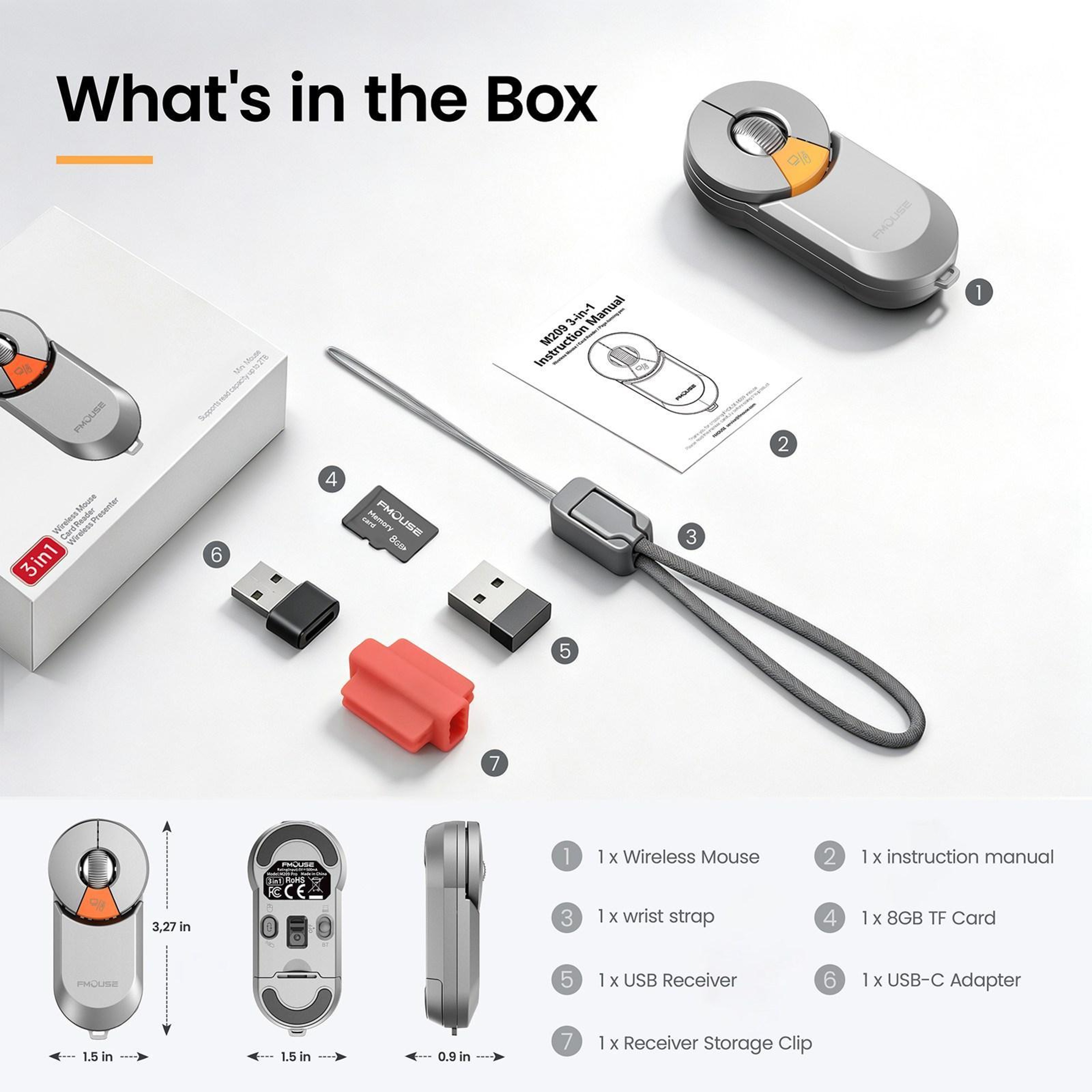 M209 Wireless Presentation Clicker and Mini Mouse with Triple-Mode Connection – view 10