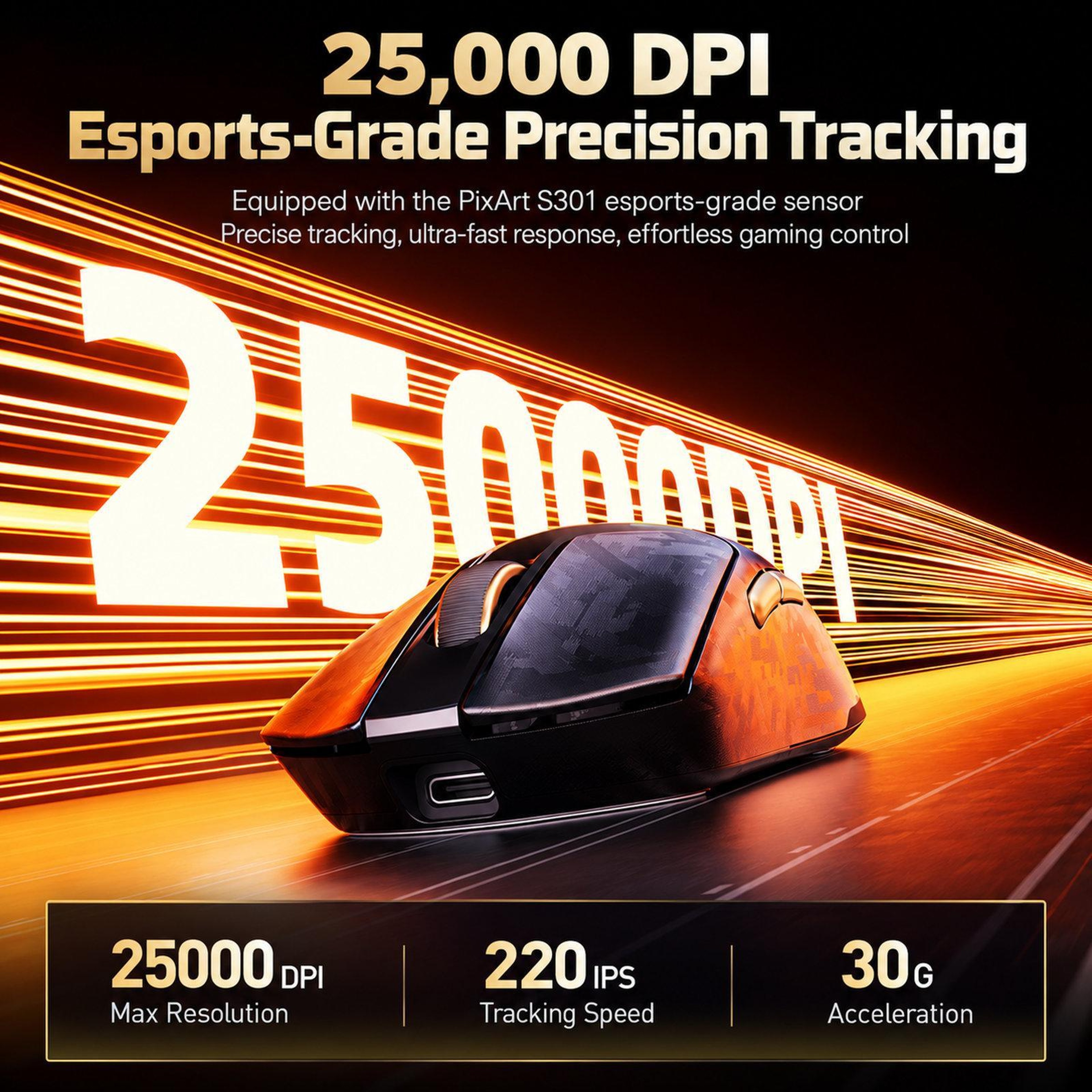 Lightweight Wireless Gaming Mouse With TriMode Connectivity And 25000 DPI 2