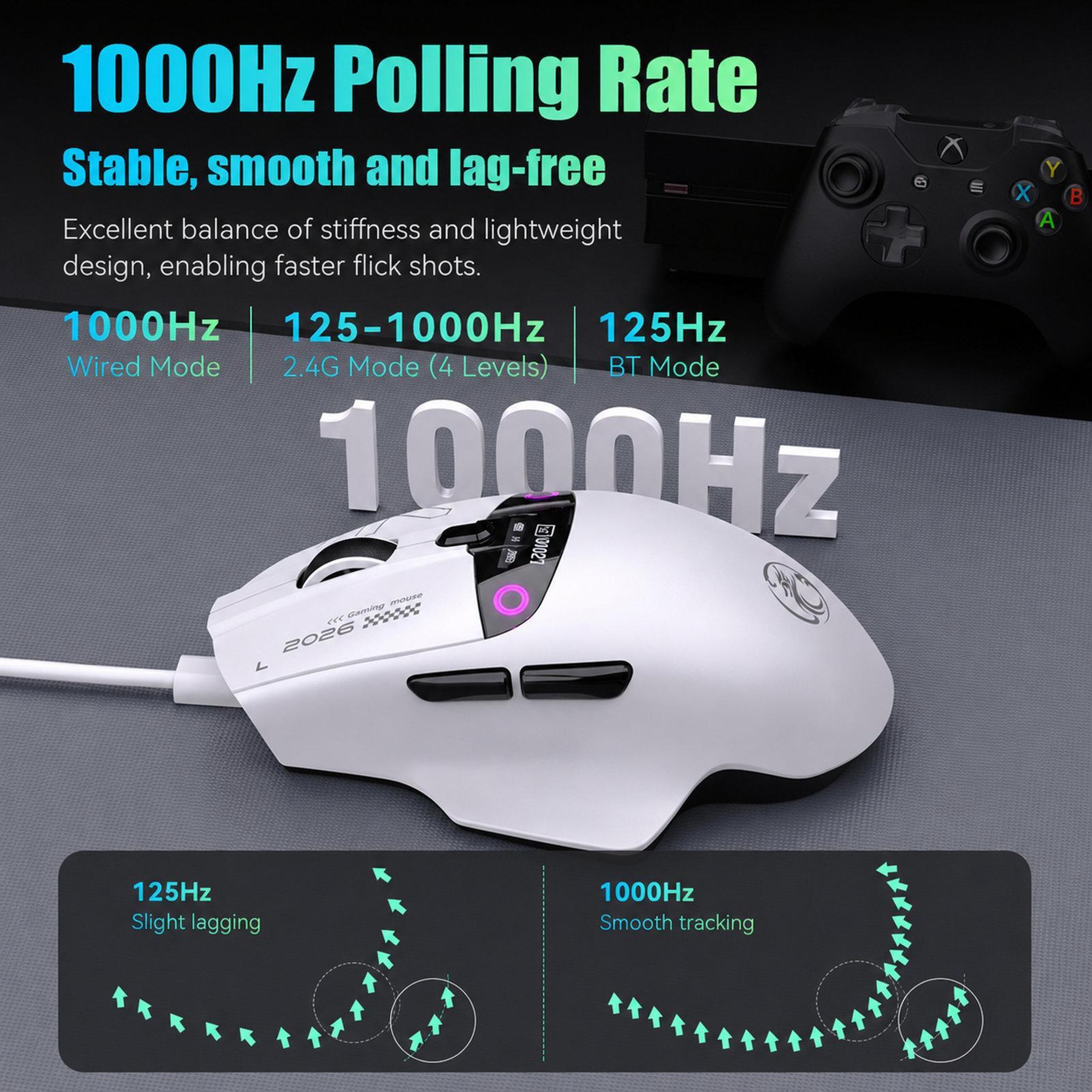 TriMode Wireless Gaming Mouse With Smart Display And 12800 DPI 4