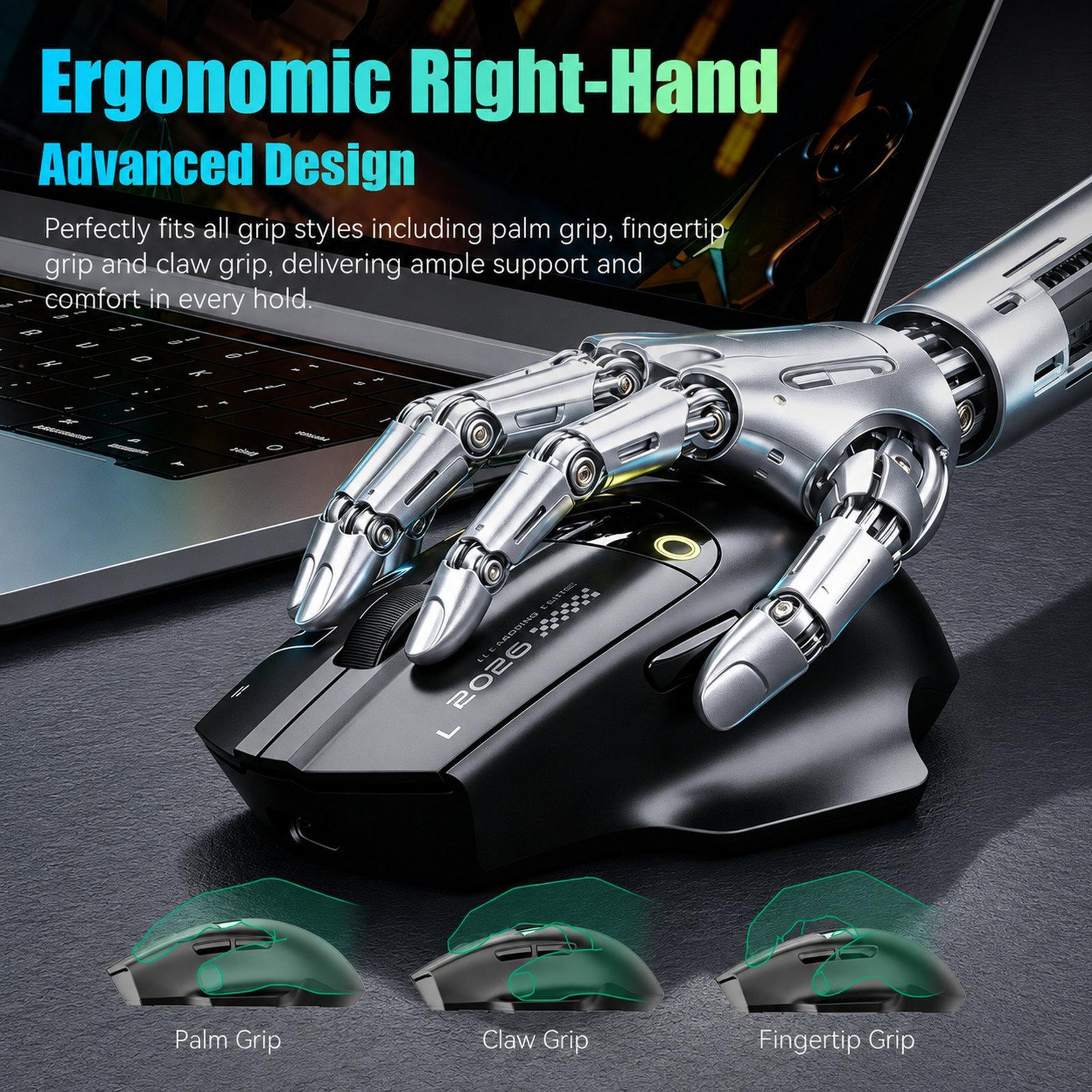 TriMode Wireless Gaming Mouse With Smart Display And 12800 DPI 6