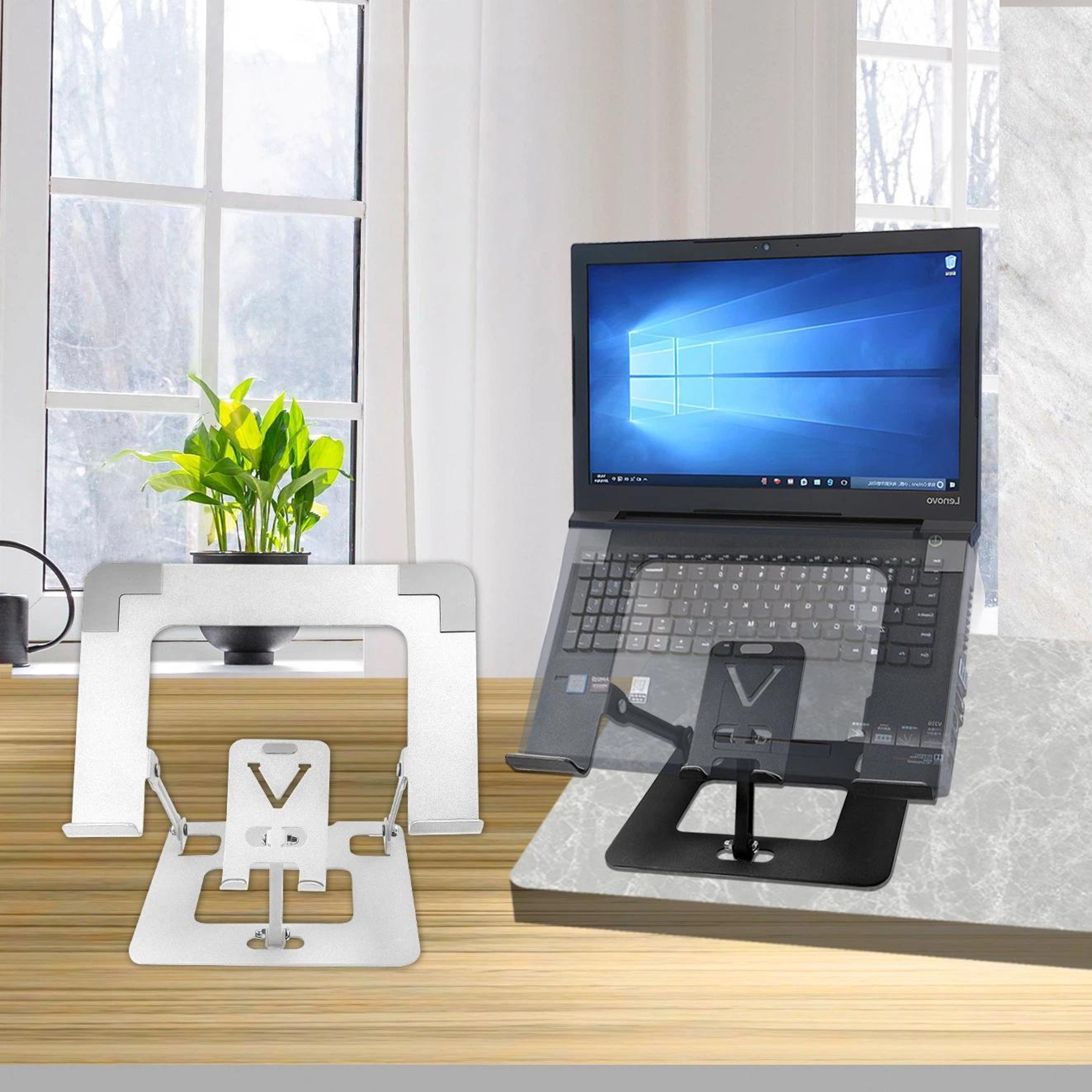 Adjustable Foldable Laptop Stand With Phone Holder 0