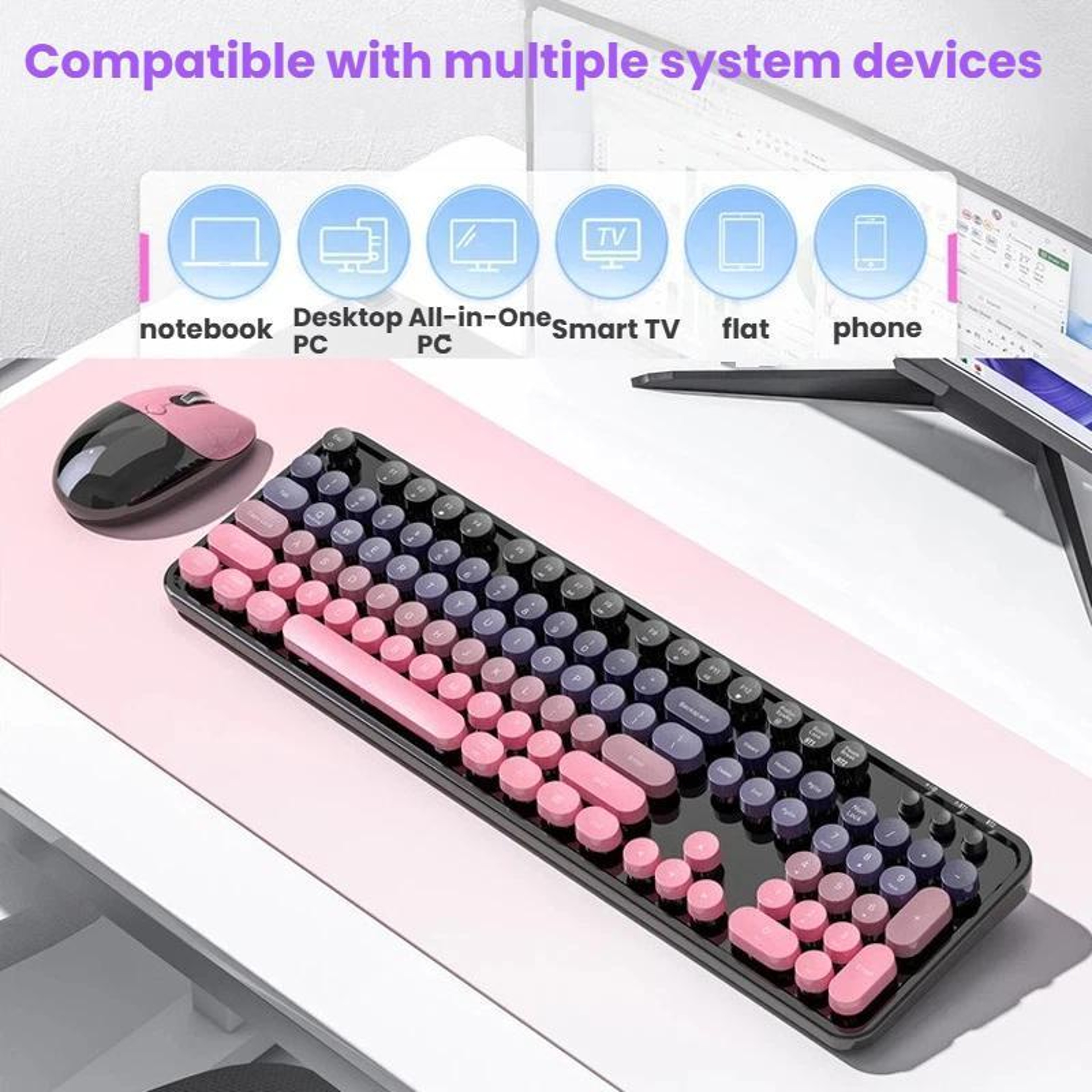Wireless Keyboard And Mouse Set With Bluetooth 24GHz Connectivity And Rechargeable Battery 3