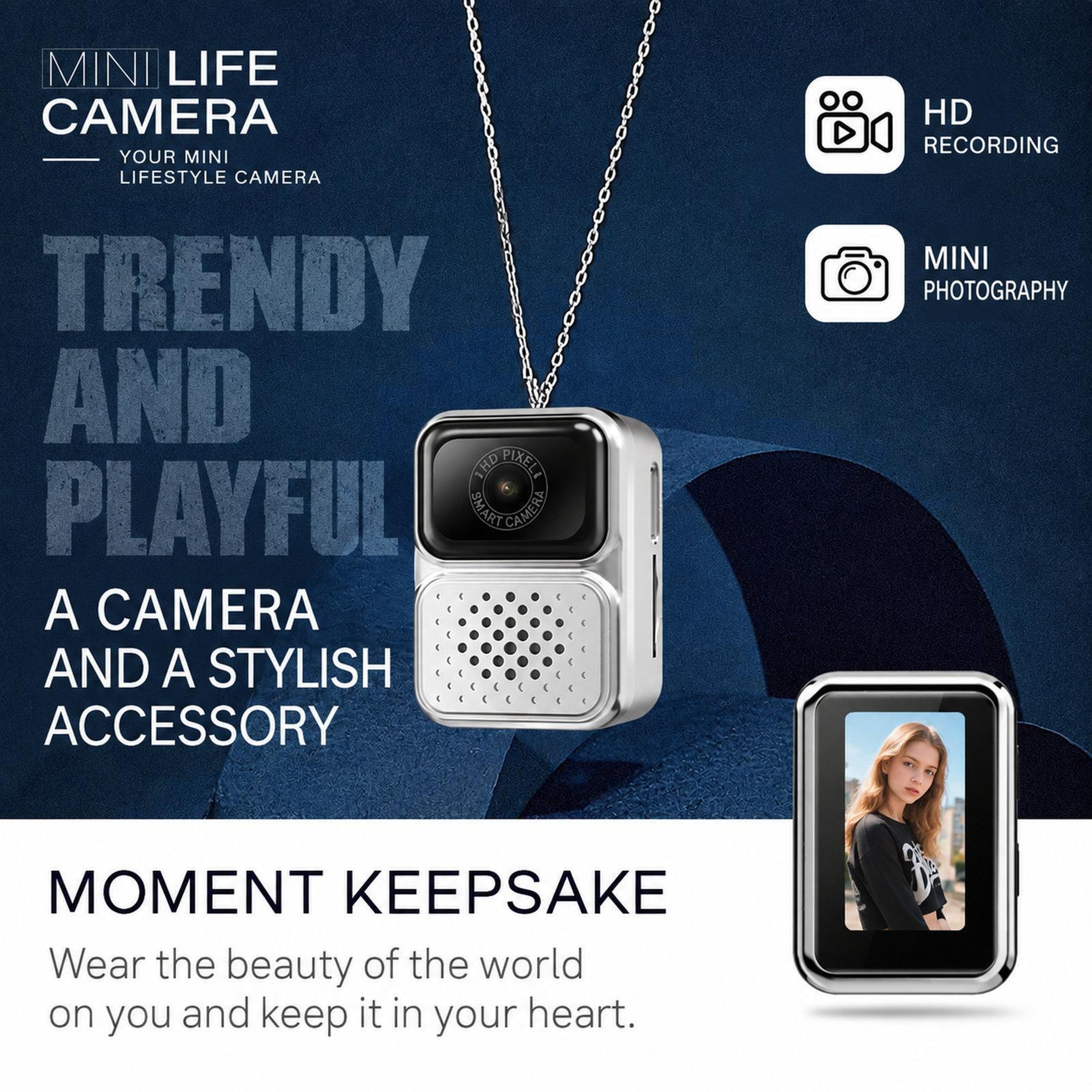 Mini Wearable Body Camera Necklace With 480P Video And Digital Display 1