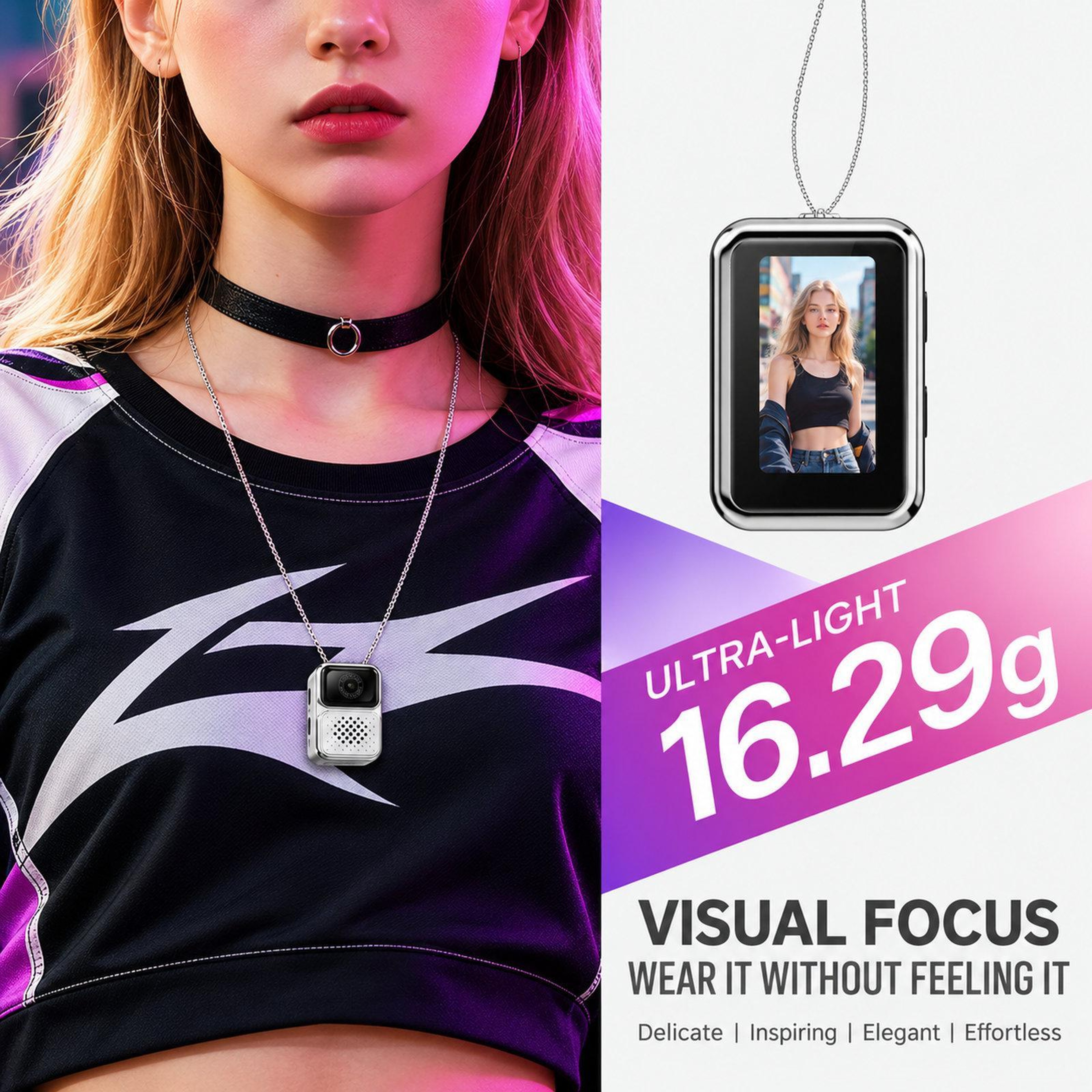 Mini Wearable Body Camera Necklace With 480P Video And Digital Display 2