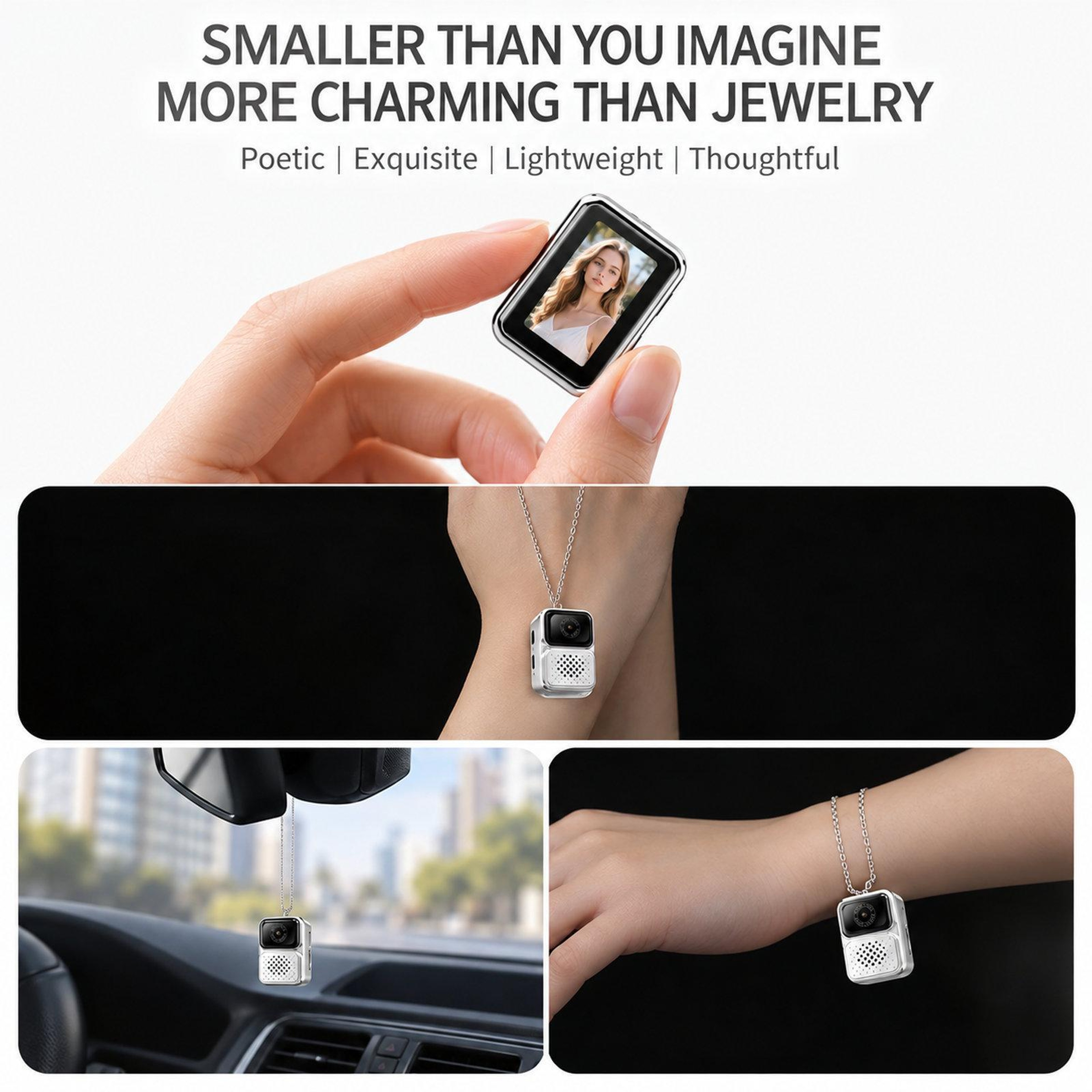 Mini Wearable Body Camera Necklace With 480P Video And Digital Display 4