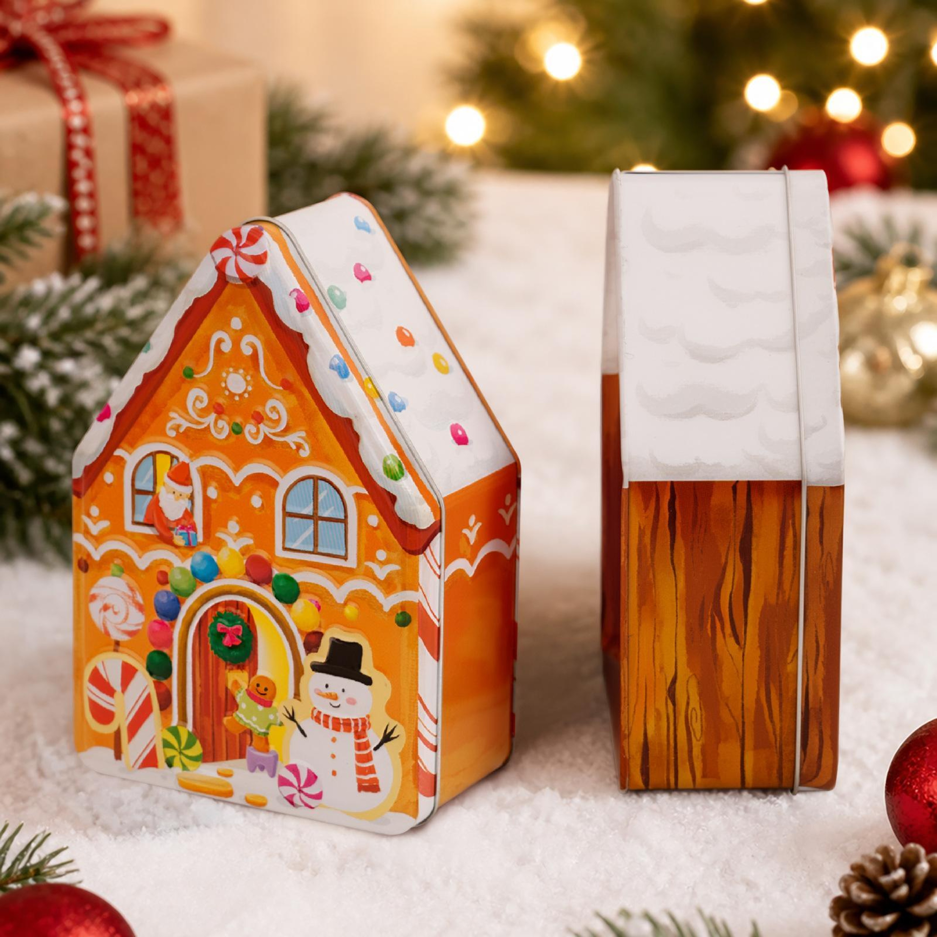 Christmas Gingerbread House Tin Storage Box For Cookies Candy And Gifts 1