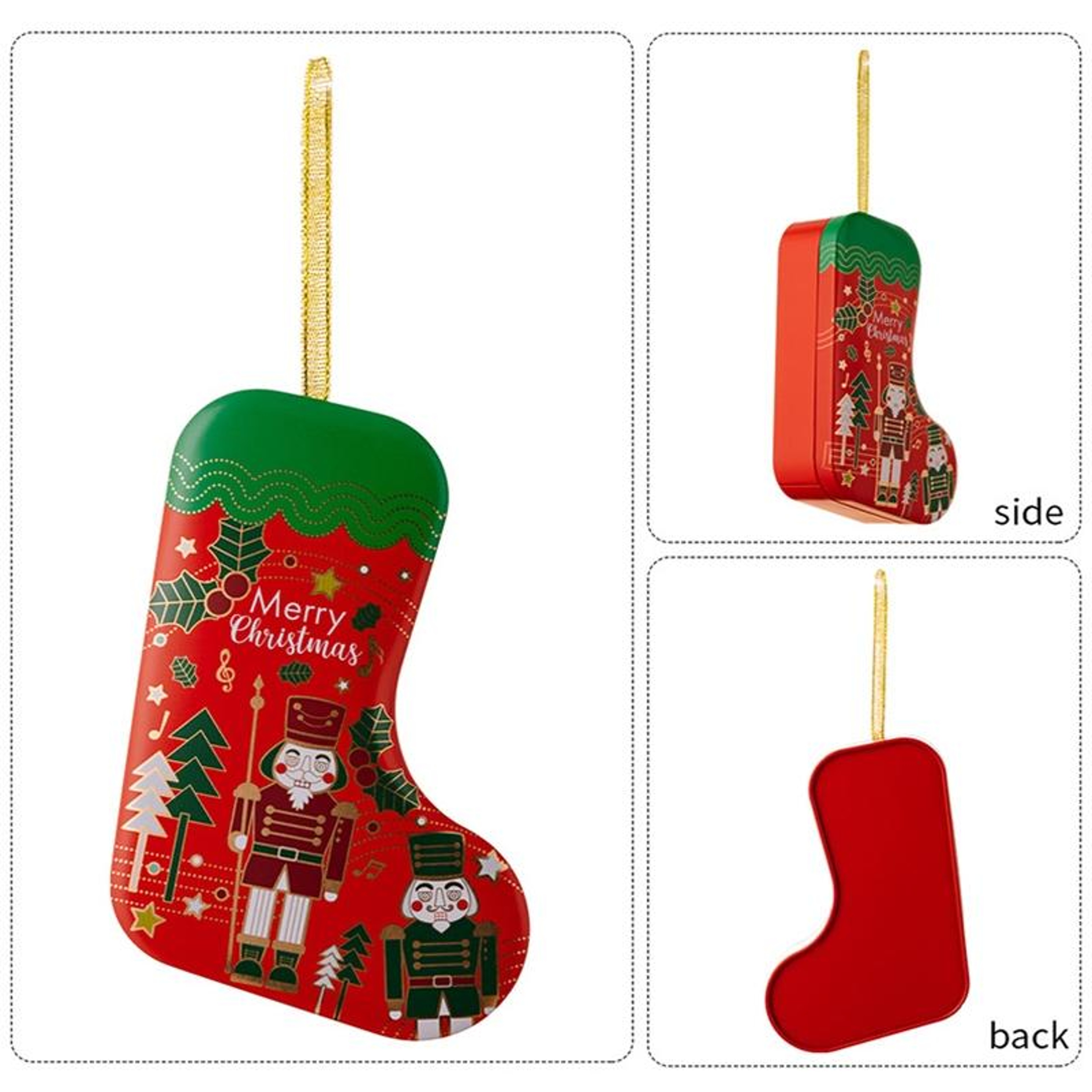 Christmas Stocking Shaped Tinplate Gift Box Ornament 2