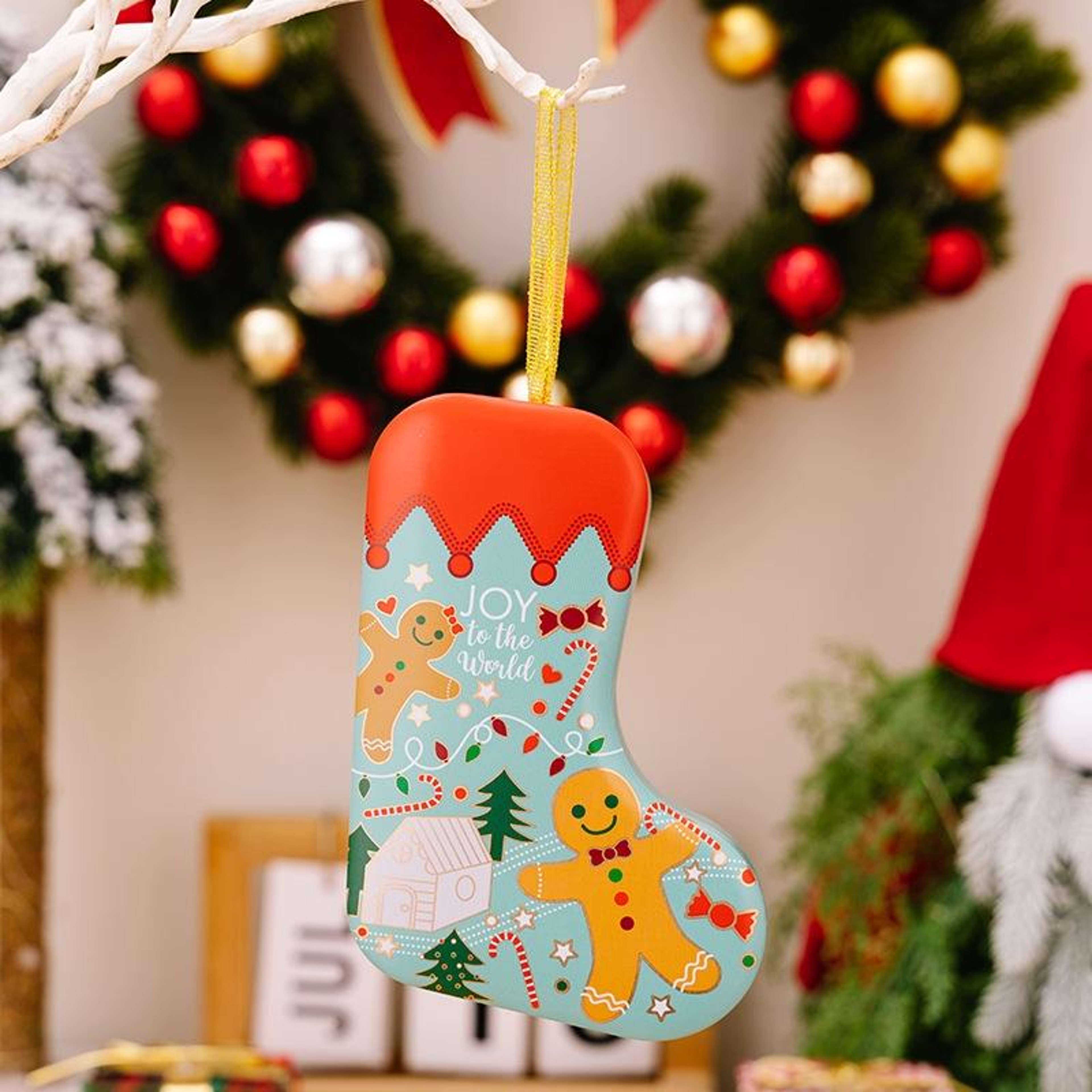 Christmas Stocking Shaped Tinplate Gift Box Ornament 9